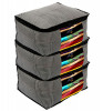 Kuber Industries Non-Woven Lining Print Saree Organizer|Wardrobe Organizers With Transparent Window, Zipper,(Gray)