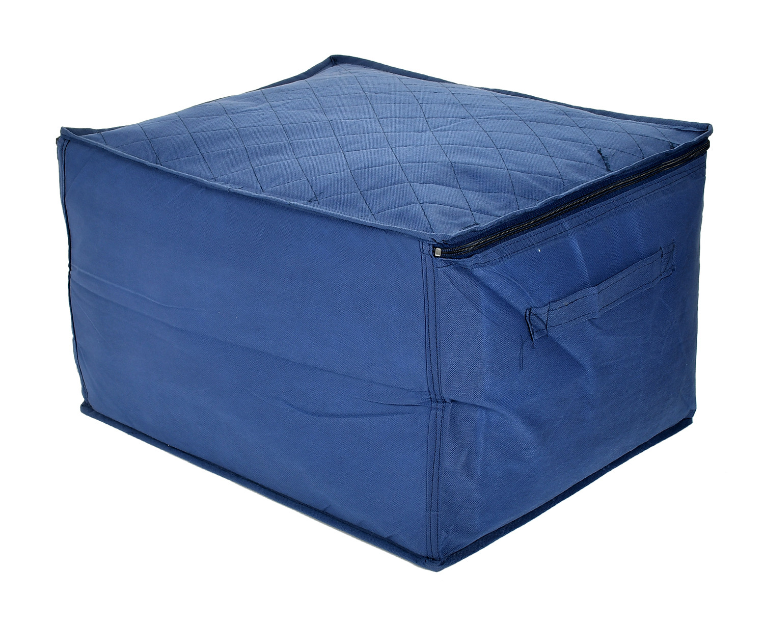Kuber Industries Non-Woven Living Box, Underbed Storage, Cloth Storage Boxes for Wardrobe With Window (Blue) 54KM4093
