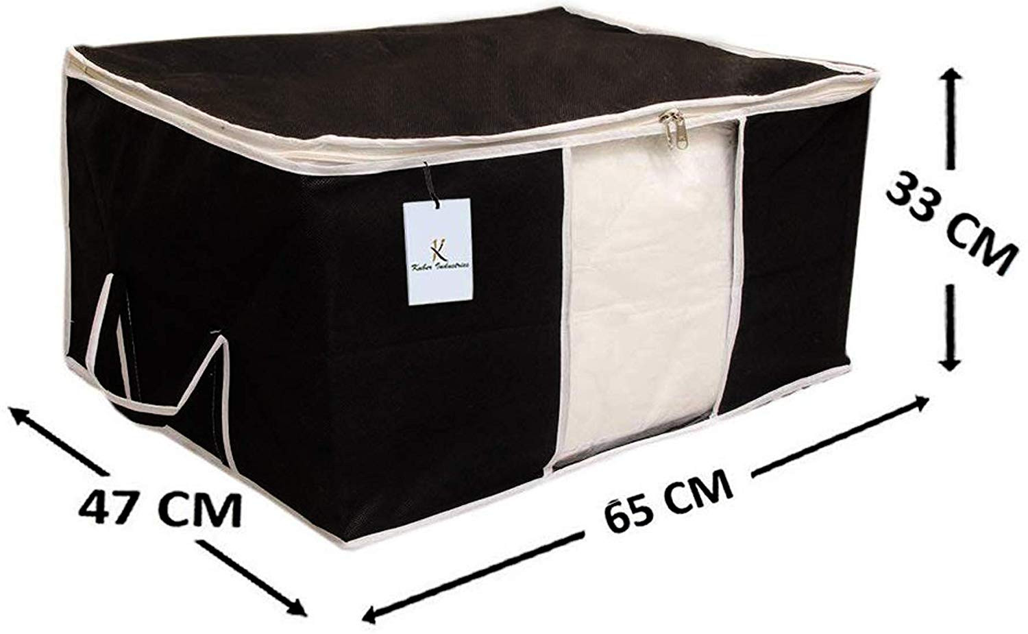 Kuber Industries Non Woven Saree Cover And Underbed Storage Bag, Cloth Organizer For Storage, Blanket Cover Combo Set (Black) -CTKTC38463