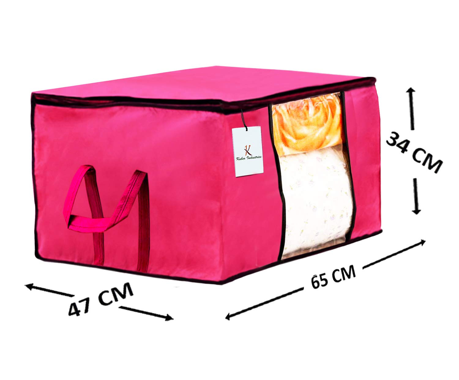 Kuber Industries Non Woven Saree Cover And Underbed Storage Bag, Cloth Organizer For Storage, Blanket Cover Combo Set (Pink) -CTKTC38475