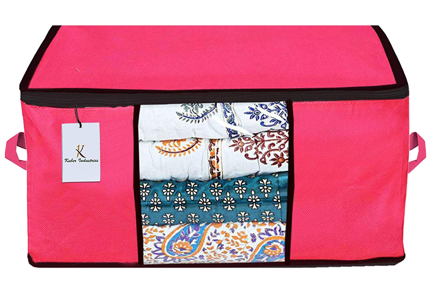 Kuber Industries Non Woven Saree Cover And Underbed Storage Bag, Cloth Organizer For Storage, Blanket Cover Combo Set (Pink) -CTKTC38475