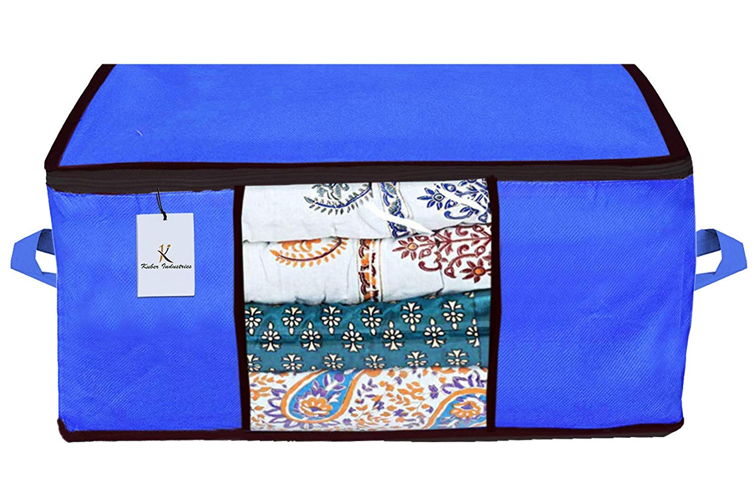 Kuber Industries Non Woven Saree Cover And Underbed Storage Bag, Cloth Organizer For Storage, Blanket Cover Combo Set (Royal Blue) -CTKTC38487