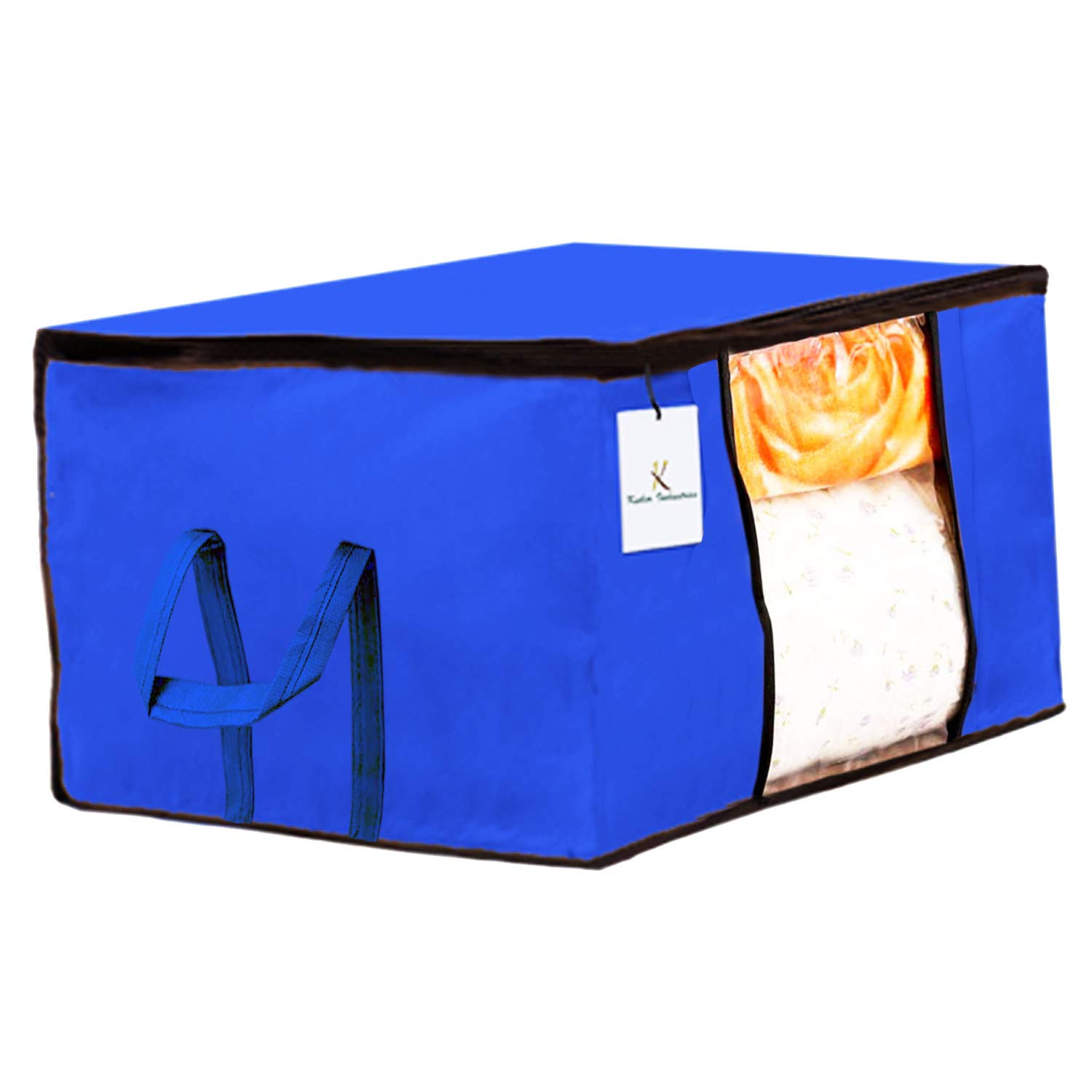 Kuber Industries Non Woven Saree Cover And Underbed Storage Bag, Cloth Organizer For Storage, Blanket Cover Combo Set (Royal Blue) -CTKTC38487