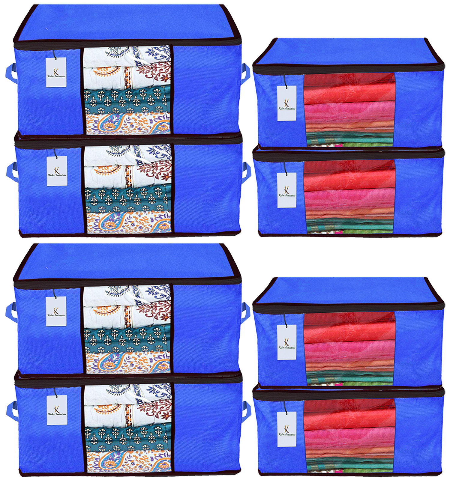 Kuber Industries Non Woven Saree Cover And Underbed Storage Bag, Cloth Organizer For Storage, Blanket Cover Combo Set (Royal Blue) -CTKTC38487