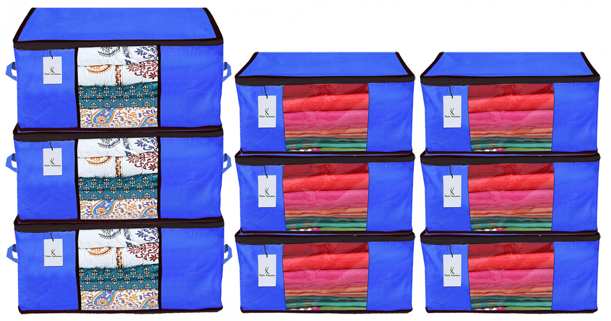 Kuber Industries Non Woven Saree Cover And Underbed Storage Bag, Cloth Organizer For Storage, Blanket Cover Combo Set (Royal Blue) -CTKTC38487