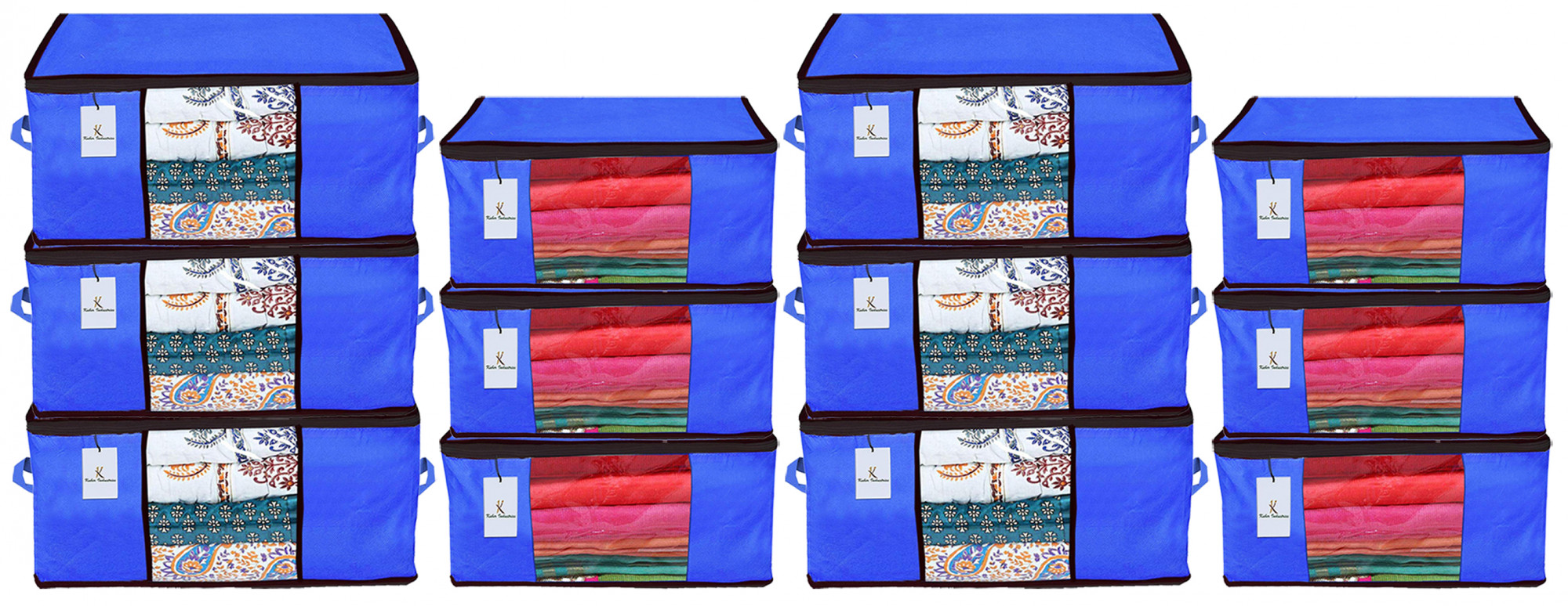 Kuber Industries Non Woven Saree Cover And Underbed Storage Bag, Cloth Organizer For Storage, Blanket Cover Combo Set (Royal Blue) -CTKTC38487