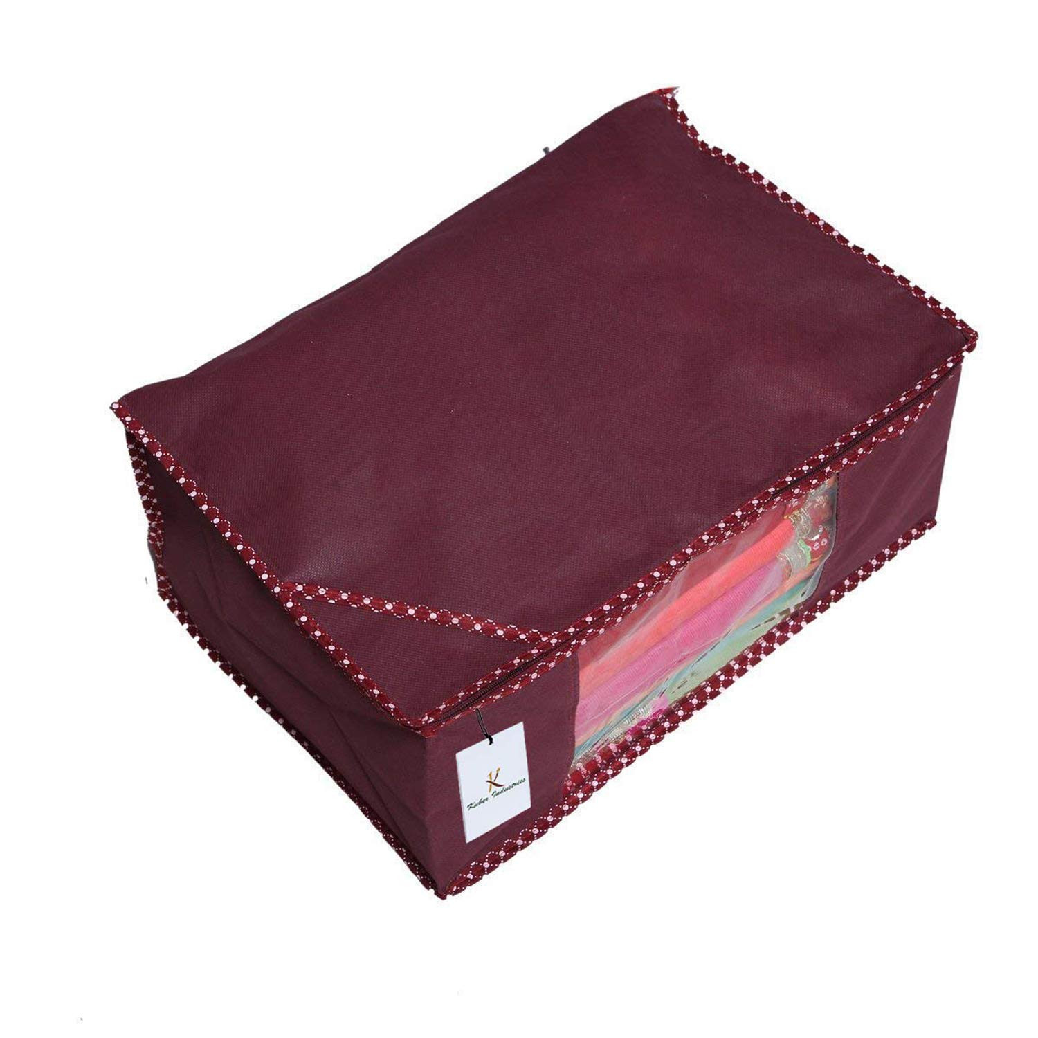 Kuber Industries Non Woven Saree Cover/Cloth Wardrobe Organizer And Blouse Cover Combo Set (Maroon) -CTKTC38397