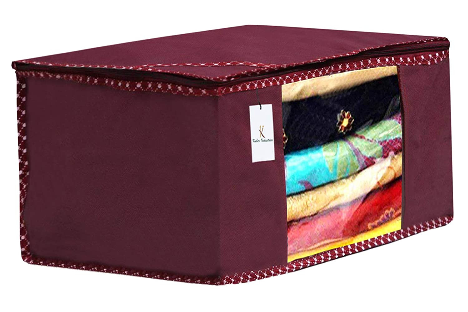 Kuber Industries Non Woven Saree Cover/Cloth Wardrobe Organizer and Blouse Cover Combo Set (Maroon & Purple)