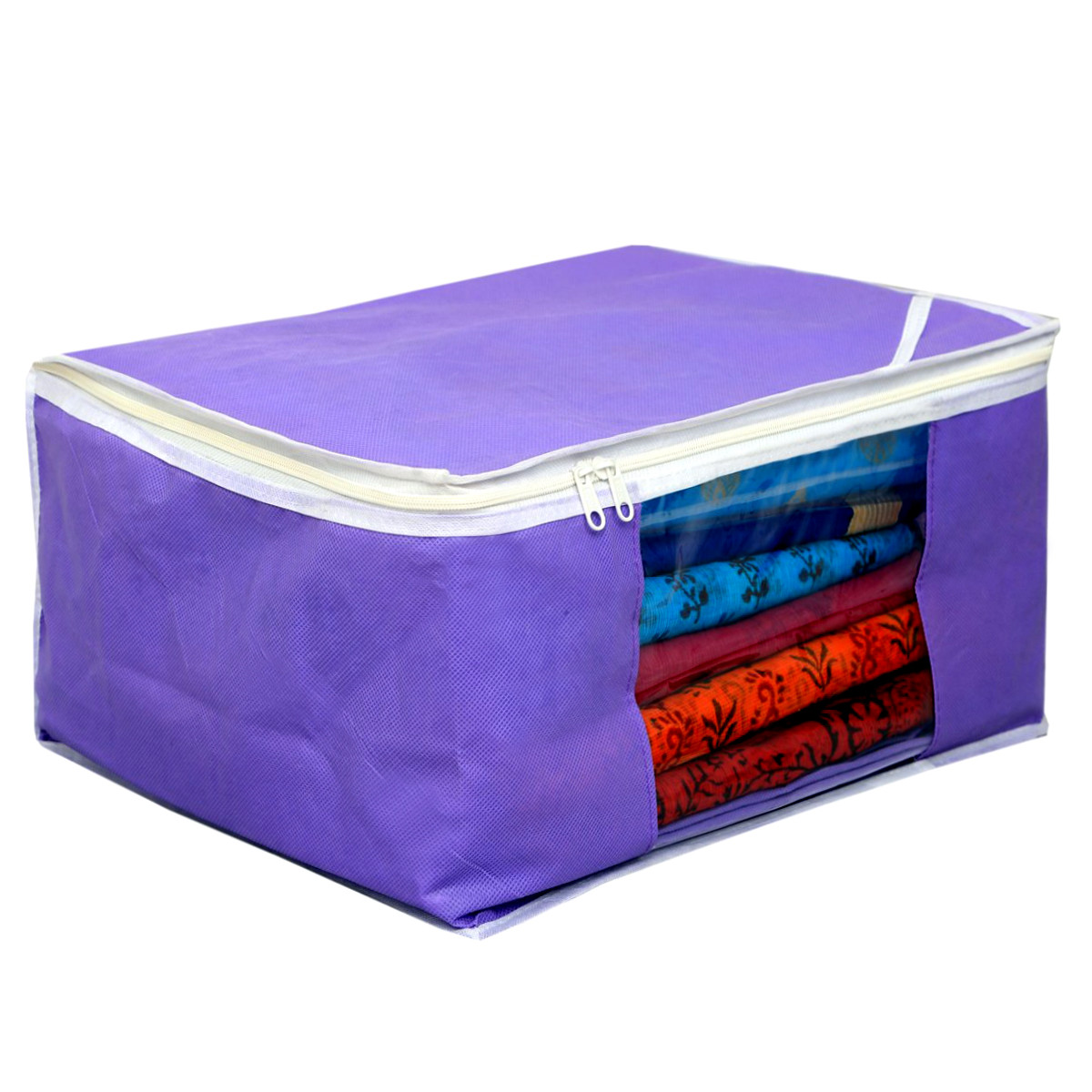 Kuber Industries Non Woven Saree Cover/Cloth Wardrobe Organizer and Blouse Cover Combo Set (Maroon & Purple & Brown)