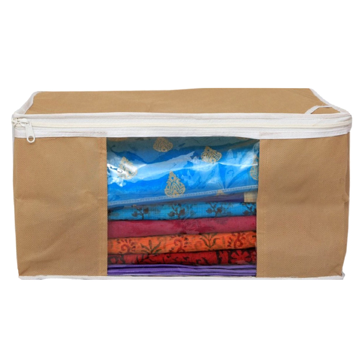 Kuber Industries Non Woven Saree Cover/Cloth Wardrobe Organizer and Blouse Cover Combo Set (Maroon & Purple & Brown)