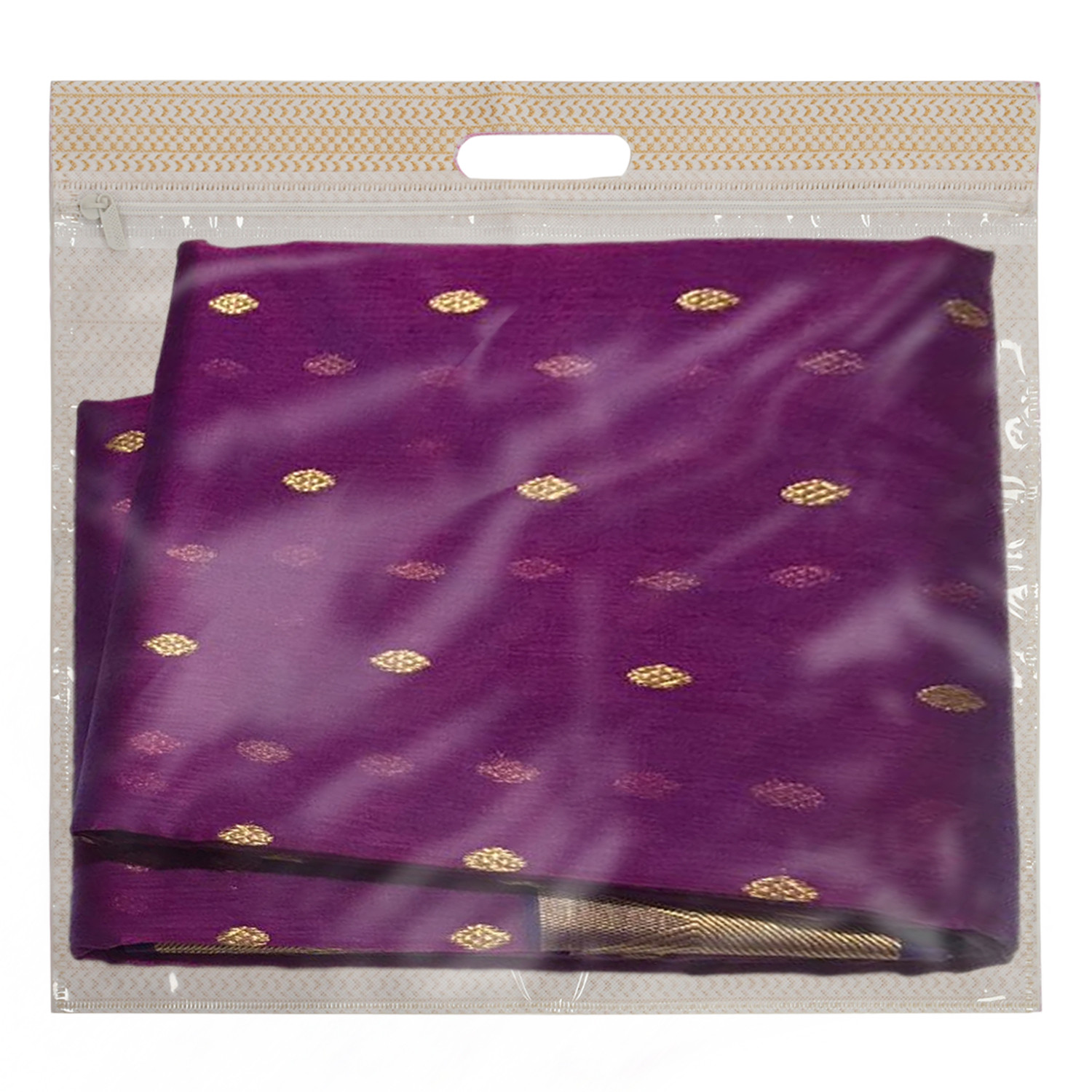 Kuber Industries Non-Woven Single Saree Covers With Transparent Window With Handle Pack of 12 (Pink & Brown)
