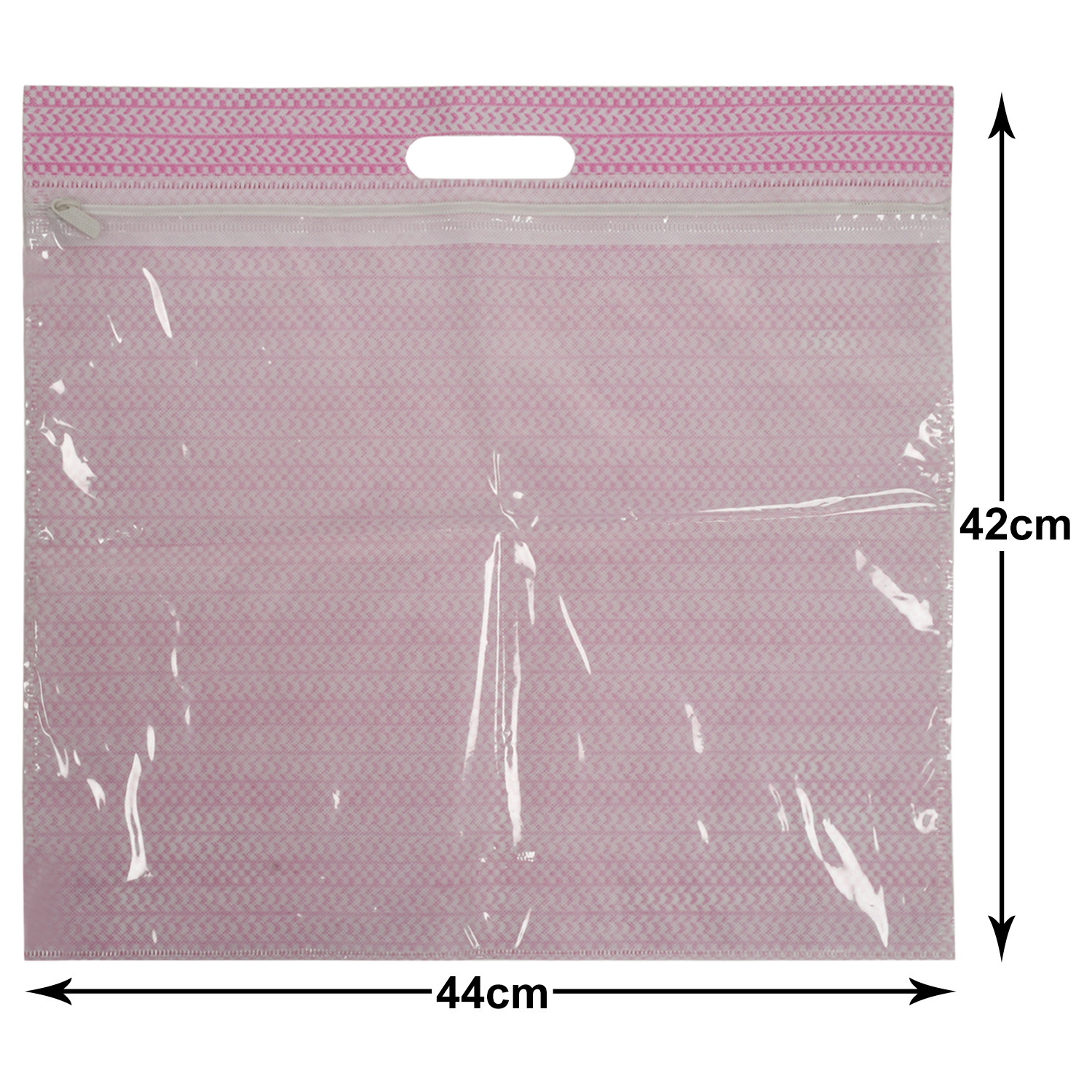 Kuber Industries Non-Woven Single Saree Covers With Transparent Window With Handle Pack of 12 (Pink & Brown)