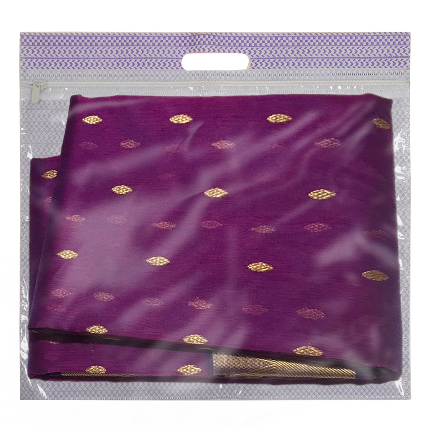 Kuber Industries Non-Woven Single Saree Covers With Transparent Window With Handle Pack of 12 (Purple & Brown)