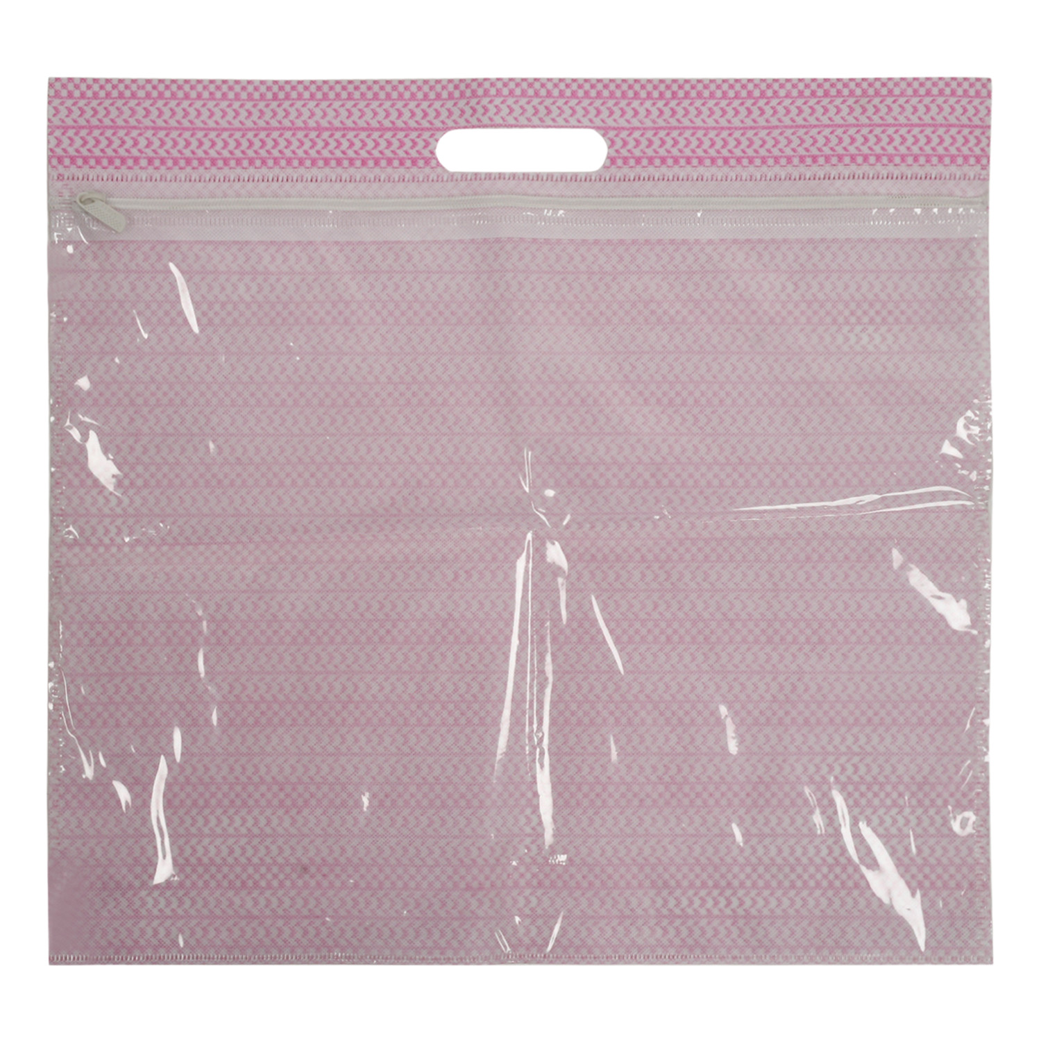 Kuber Industries Non-Woven Single Saree Covers With Transparent Window With Handle Pack of 18 (Pink & Brown)