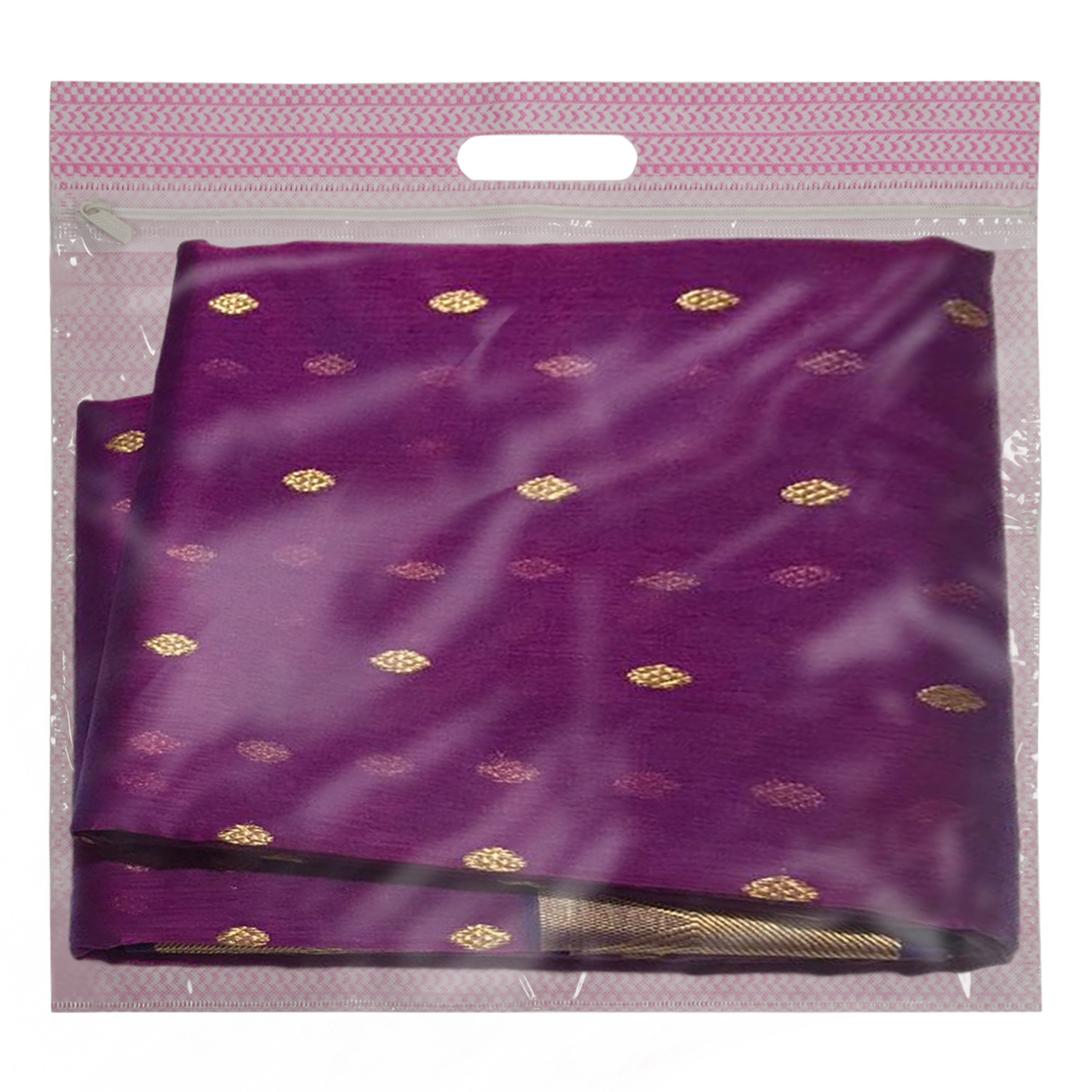 Kuber Industries Non-Woven Single Saree Covers With Transparent Window With Handle Pack of 24 (Purple & Pink & Brown)