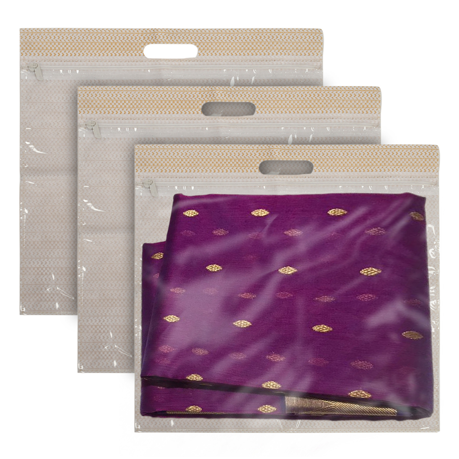 Kuber Industries Non-Woven Single Saree Covers With Transparent Window With Handle(Brown)