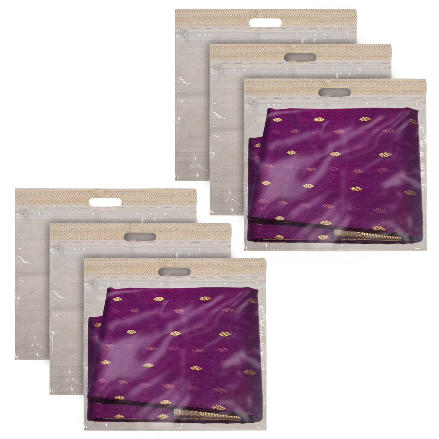 Kuber Industries Non-Woven Single Saree Covers With Transparent Window With Handle(Brown)