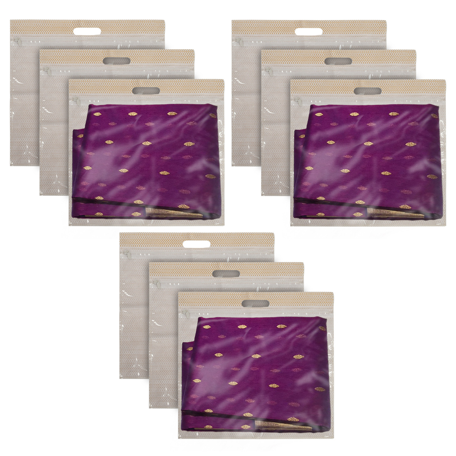 Kuber Industries Non-Woven Single Saree Covers With Transparent Window With Handle(Brown)
