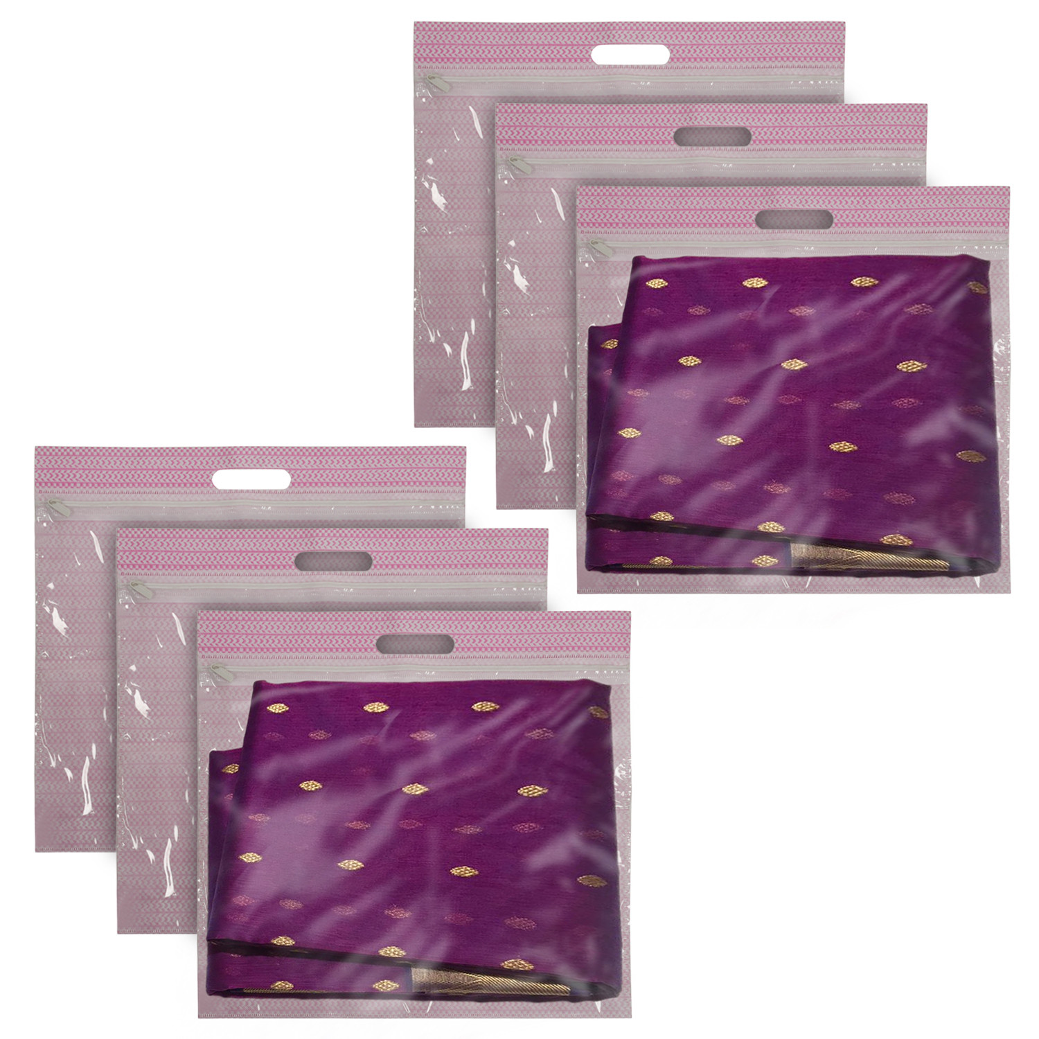 Kuber Industries Non-Woven Single Saree Covers With Transparent Window With Handle(Pink)