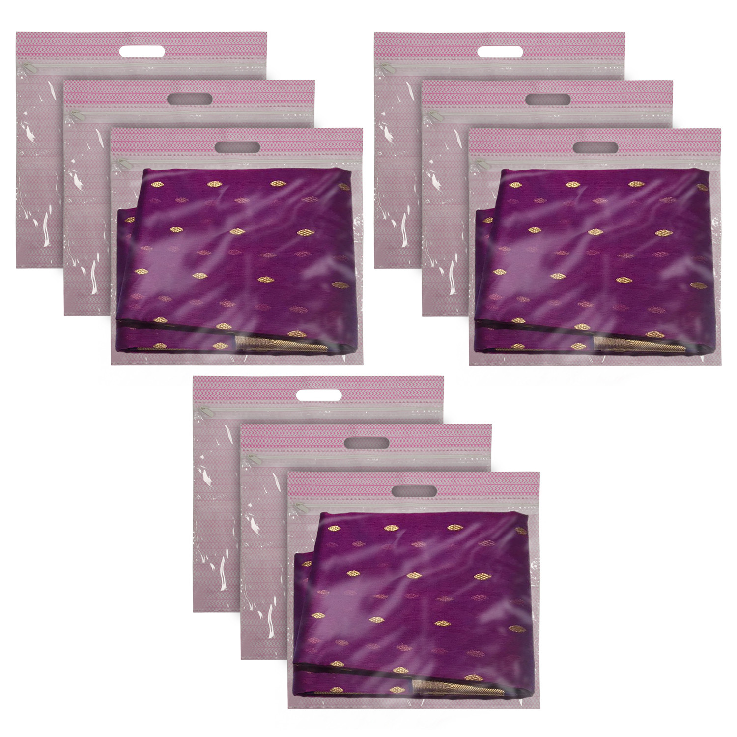 Kuber Industries Non-Woven Single Saree Covers With Transparent Window With Handle(Pink)
