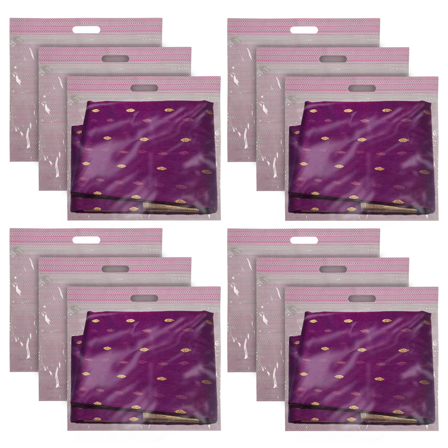 Kuber Industries Non-Woven Single Saree Covers With Transparent Window With Handle(Pink)