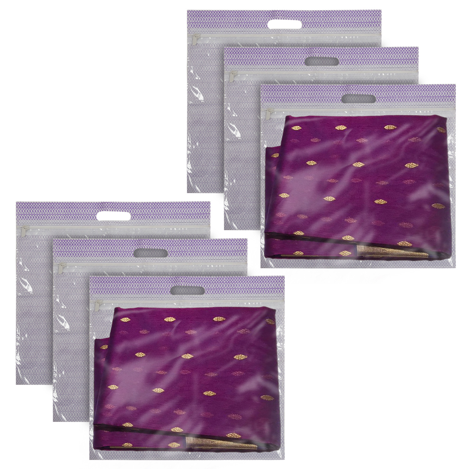 Kuber Industries Non-Woven Single Saree Covers With Transparent Window With Handle(Purple)
