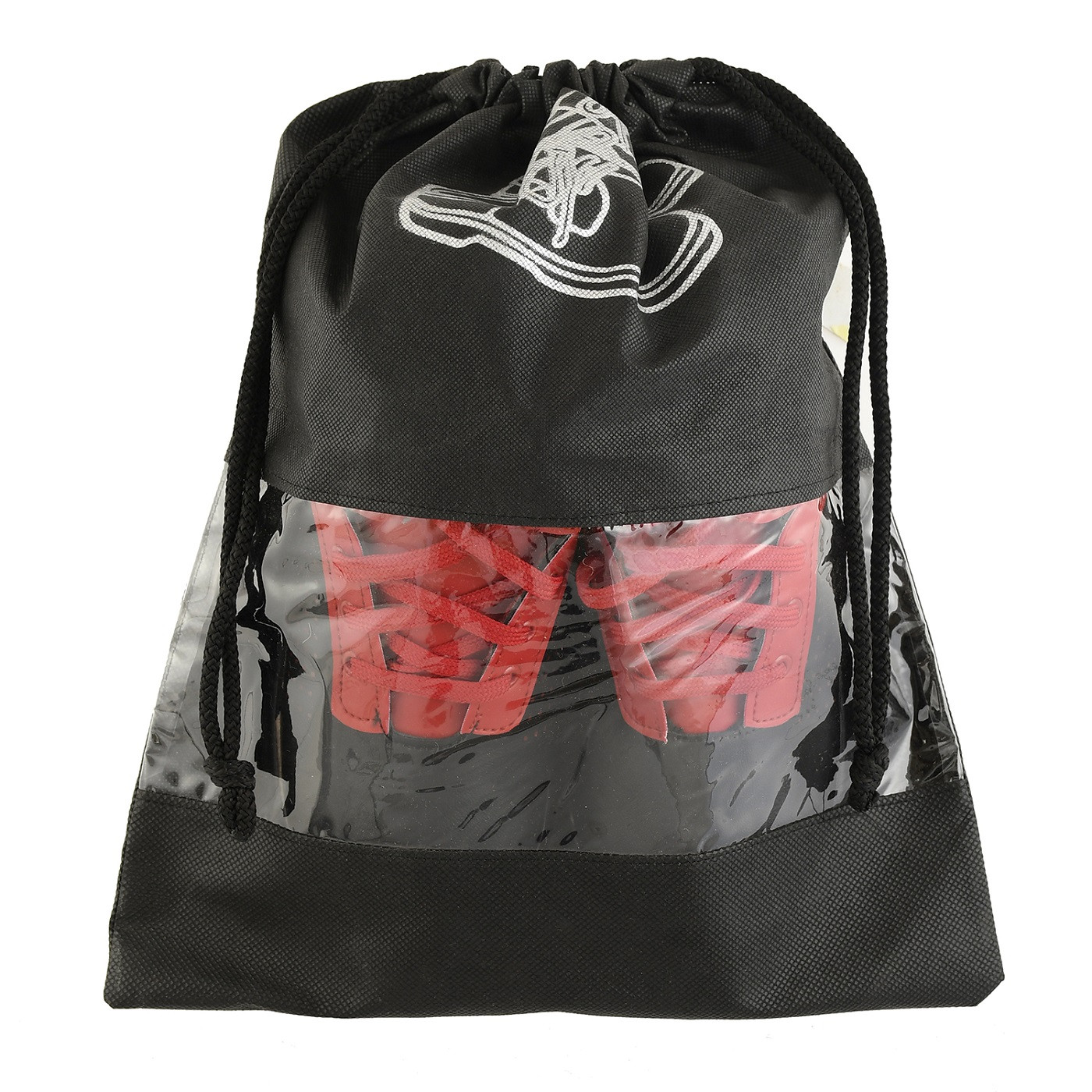 Kuber Industries Non Woven Travel Shoe Organizer Space Saving Fabric Storage Bags Organizer (Black & Maroon)-KUBMART956