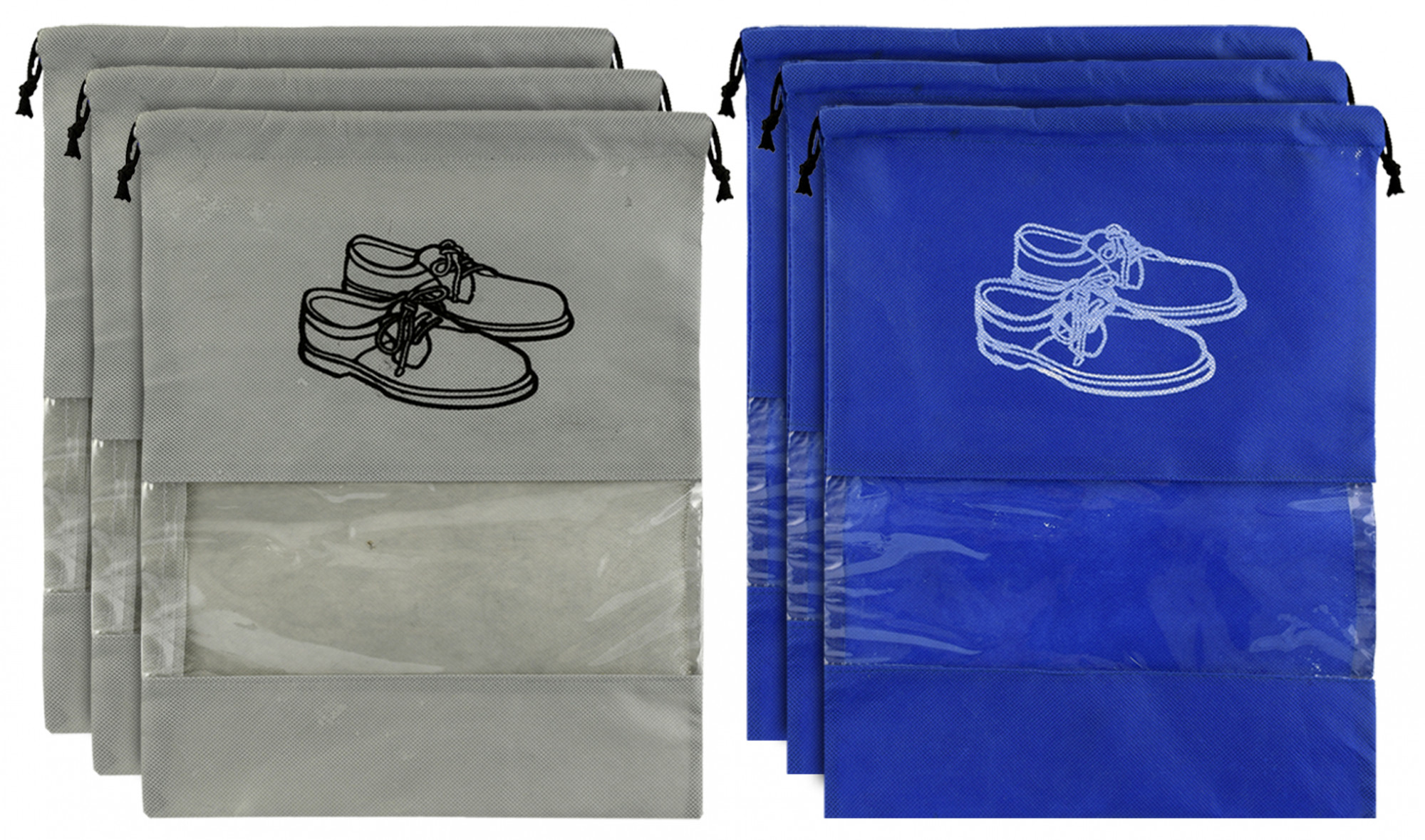 Kuber Industries Non Woven Travel Shoe Organizer Space Saving Fabric Storage Bags Organizer (Grey & Royal Blue)-KUBMART946