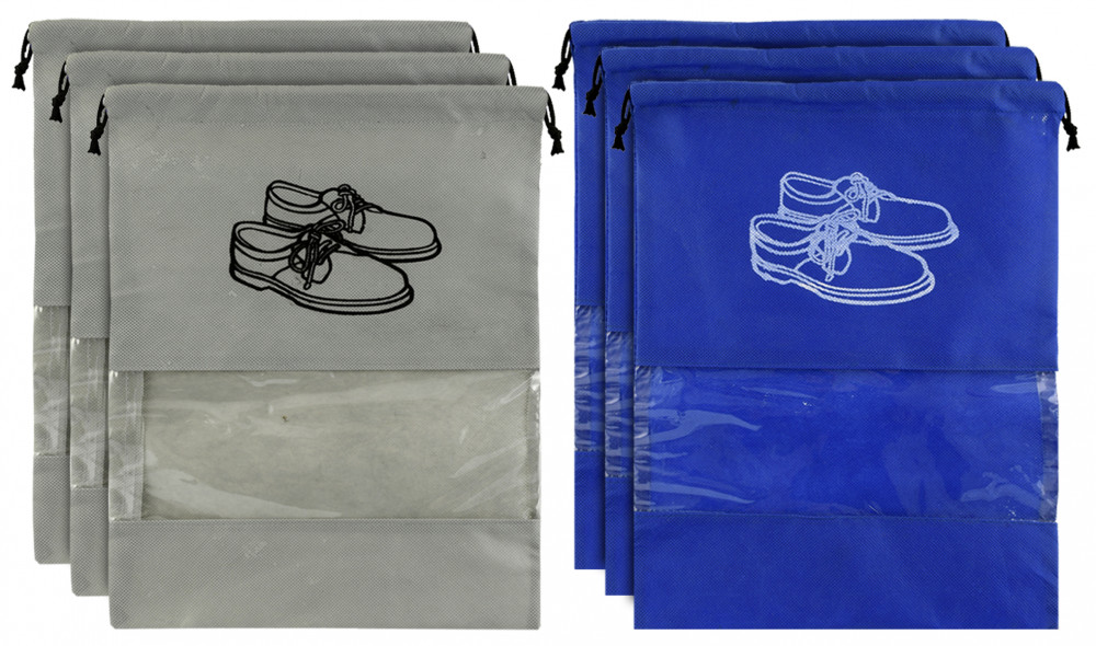 Kuber Industries Non Woven Travel Shoe Organizer Space Saving Fabric Storage Bags Organizer (Grey &amp; Royal Blue)-KUBMART946