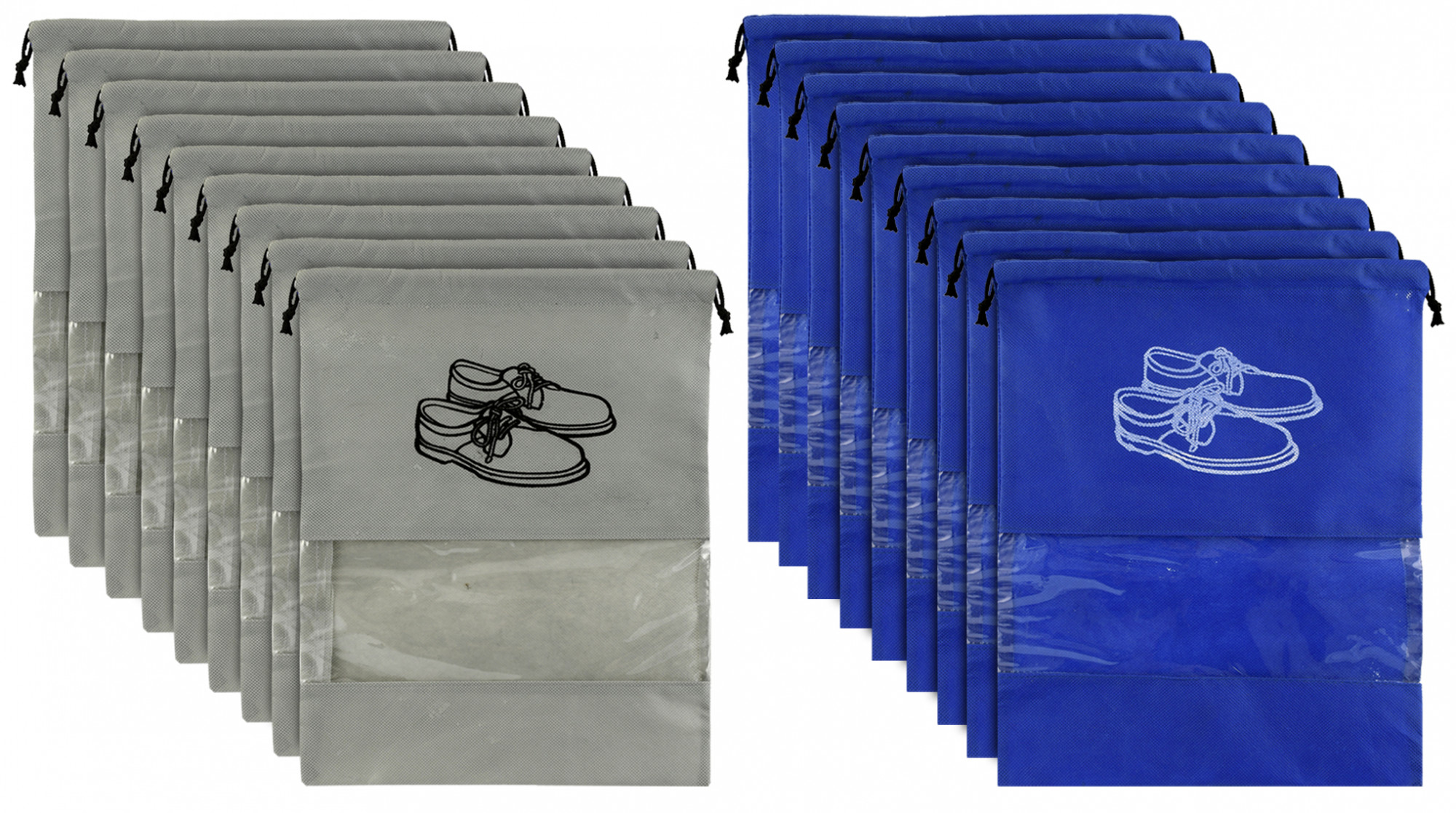 Kuber Industries Non Woven Travel Shoe Organizer Space Saving Fabric Storage Bags Organizer (Grey & Royal Blue)-KUBMART946