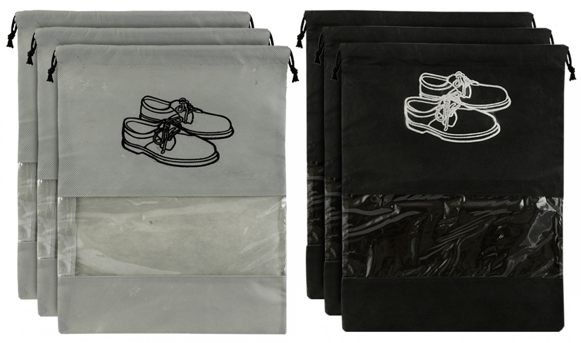 Kuber Industries Non Woven Travel Shoe Organizer Space Saving Fabric Storage Bags Organizer (Grey & Black)-KUBMART948