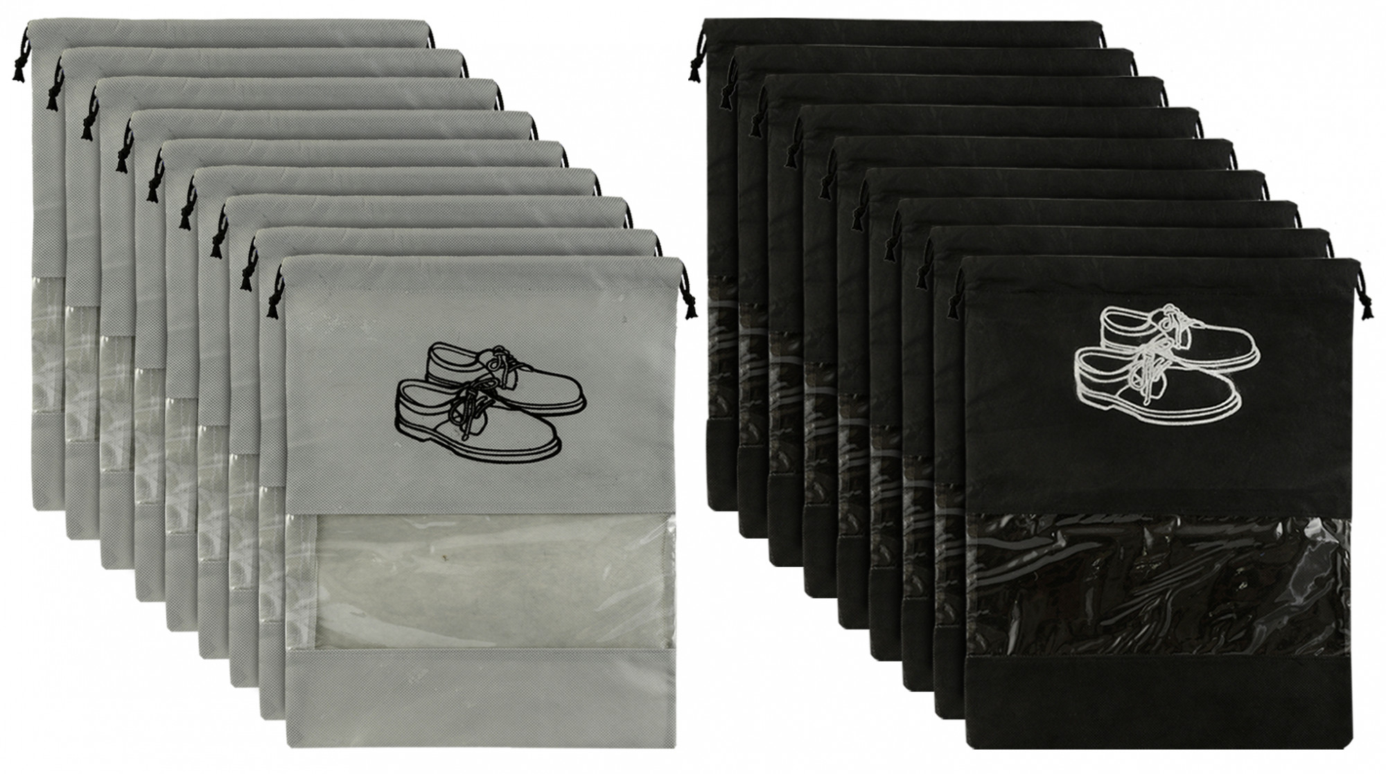 Kuber Industries Non Woven Travel Shoe Organizer Space Saving Fabric Storage Bags Organizer (Grey & Black)-KUBMART948