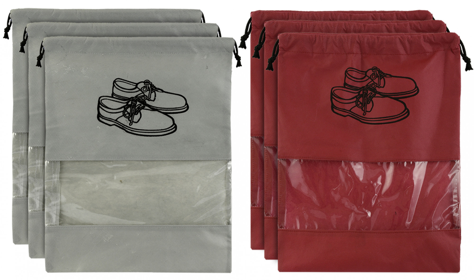 Kuber Industries Non Woven Travel Shoe Organizer Space Saving Fabric Storage Bags Organizer (Grey & Maroon)-KUBMART950