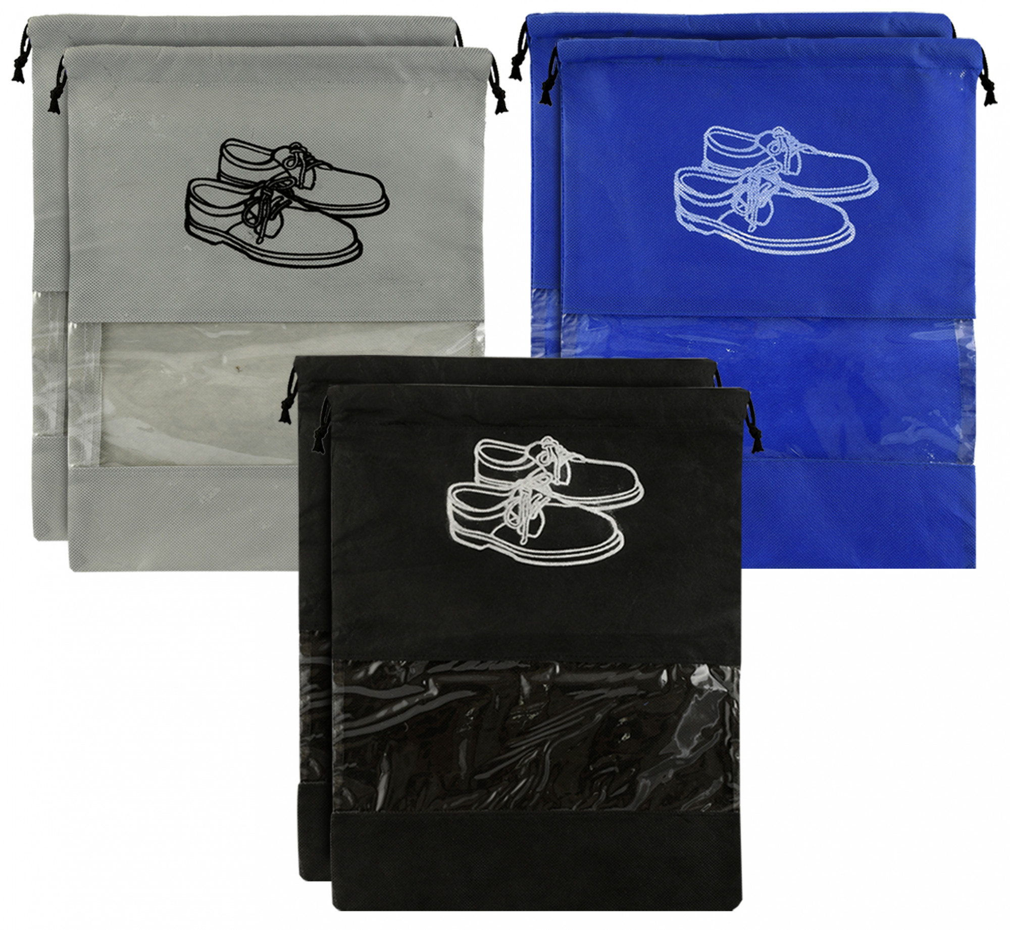 Kuber Industries Non Woven Travel Shoe Organizer Space Saving Fabric Storage Bags Organizer (Grey & Royal Blue & Black)-KUBMART958