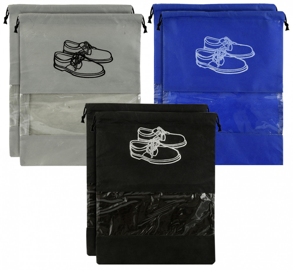 Kuber Industries Non Woven Travel Shoe Organizer Space Saving Fabric Storage Bags Organizer (Grey &amp; Royal Blue &amp; Black)-KUBMART958