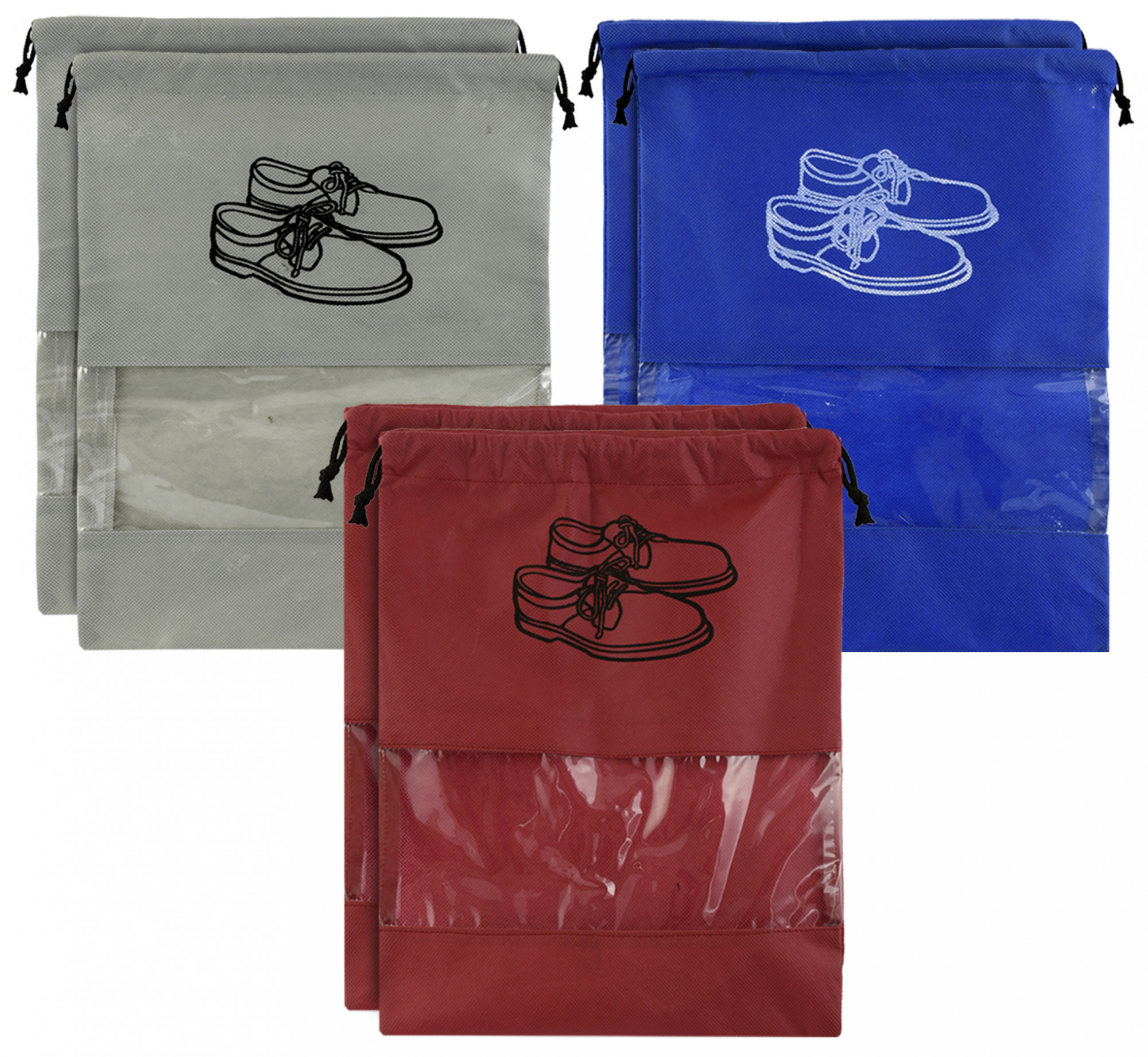 Kuber Industries Non Woven Travel Shoe Organizer Space Saving Fabric Storage Bags Organizer (Grey & Royal Blue & Maroon)-KUBMART960