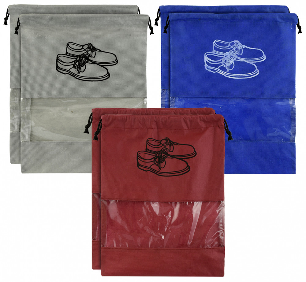 Kuber Industries Non Woven Travel Shoe Organizer Space Saving Fabric Storage Bags Organizer (Grey &amp; Royal Blue &amp; Maroon)-KUBMART960