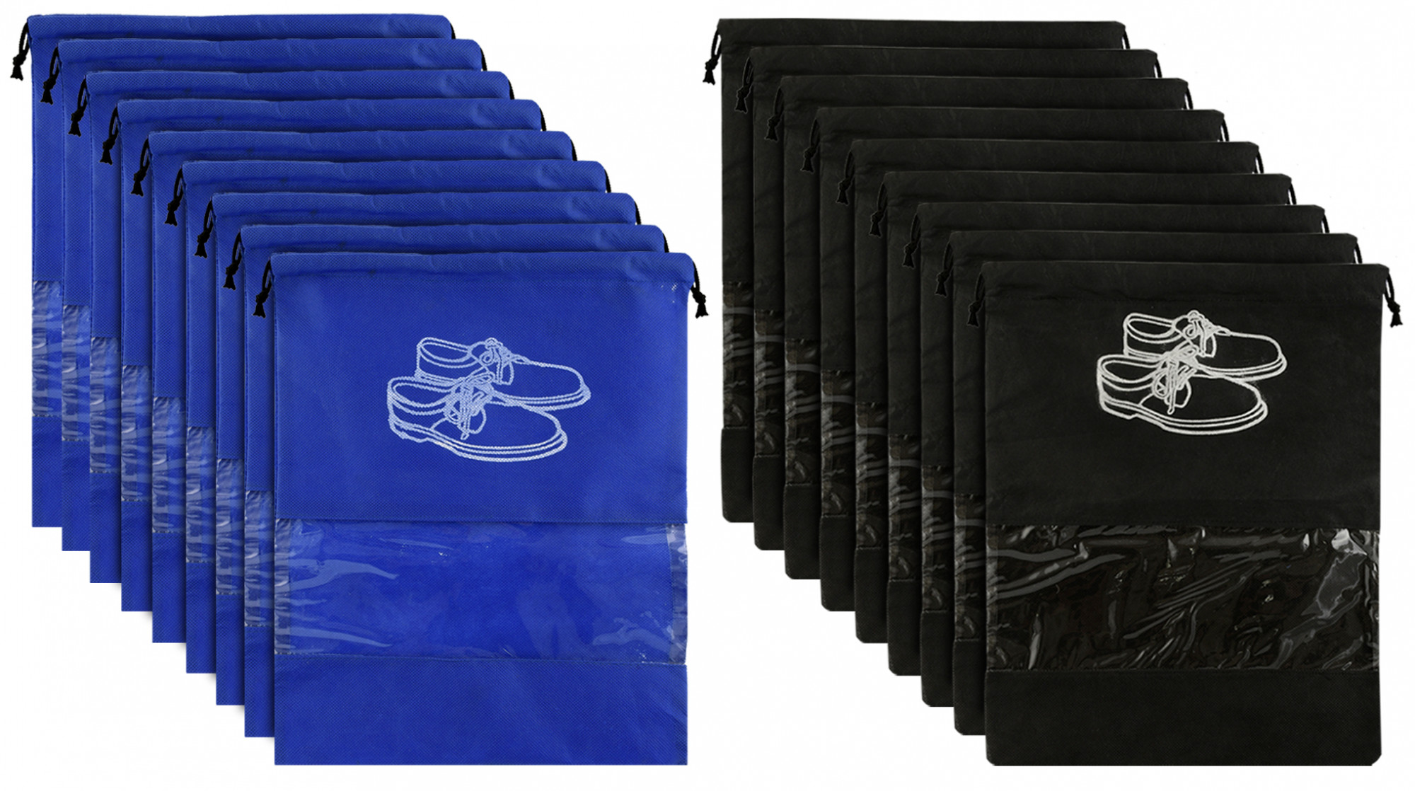 Kuber Industries Non Woven Travel Shoe Organizer Space Saving Fabric Storage Bags Organizer (Royal Blue & Black)-KUBMART952