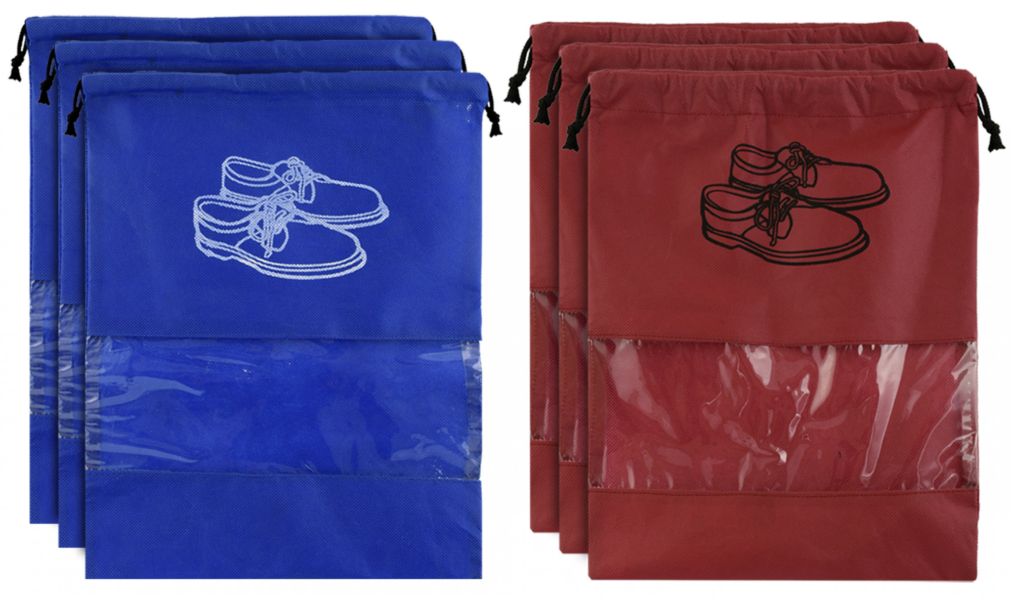 Kuber Industries Non Woven Travel Shoe Organizer Space Saving Fabric Storage Bags Organizer (Royal Blue & Maroon)-KUBMART954