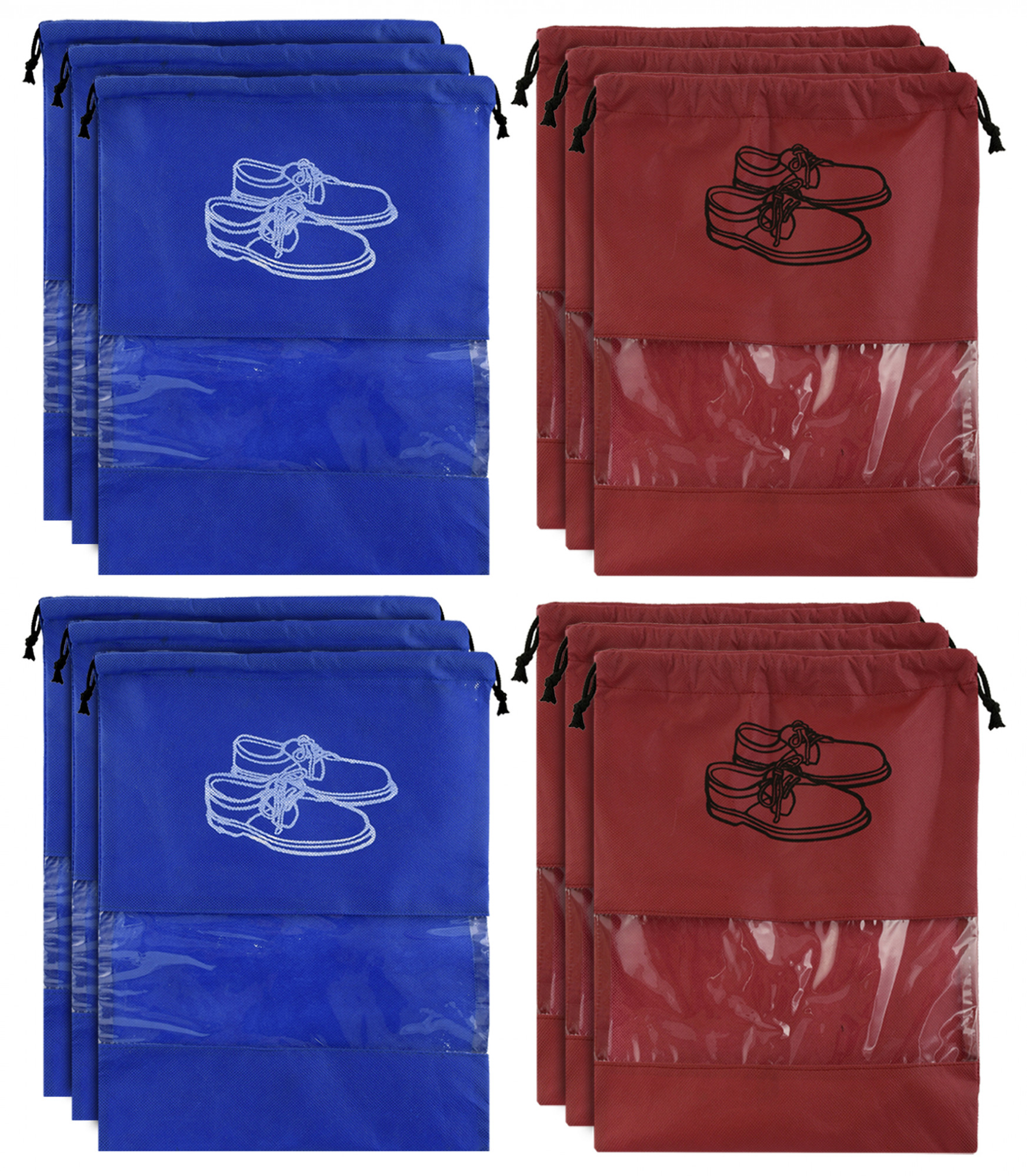 Kuber Industries Non Woven Travel Shoe Organizer Space Saving Fabric Storage Bags Organizer (Royal Blue & Maroon)-KUBMART954