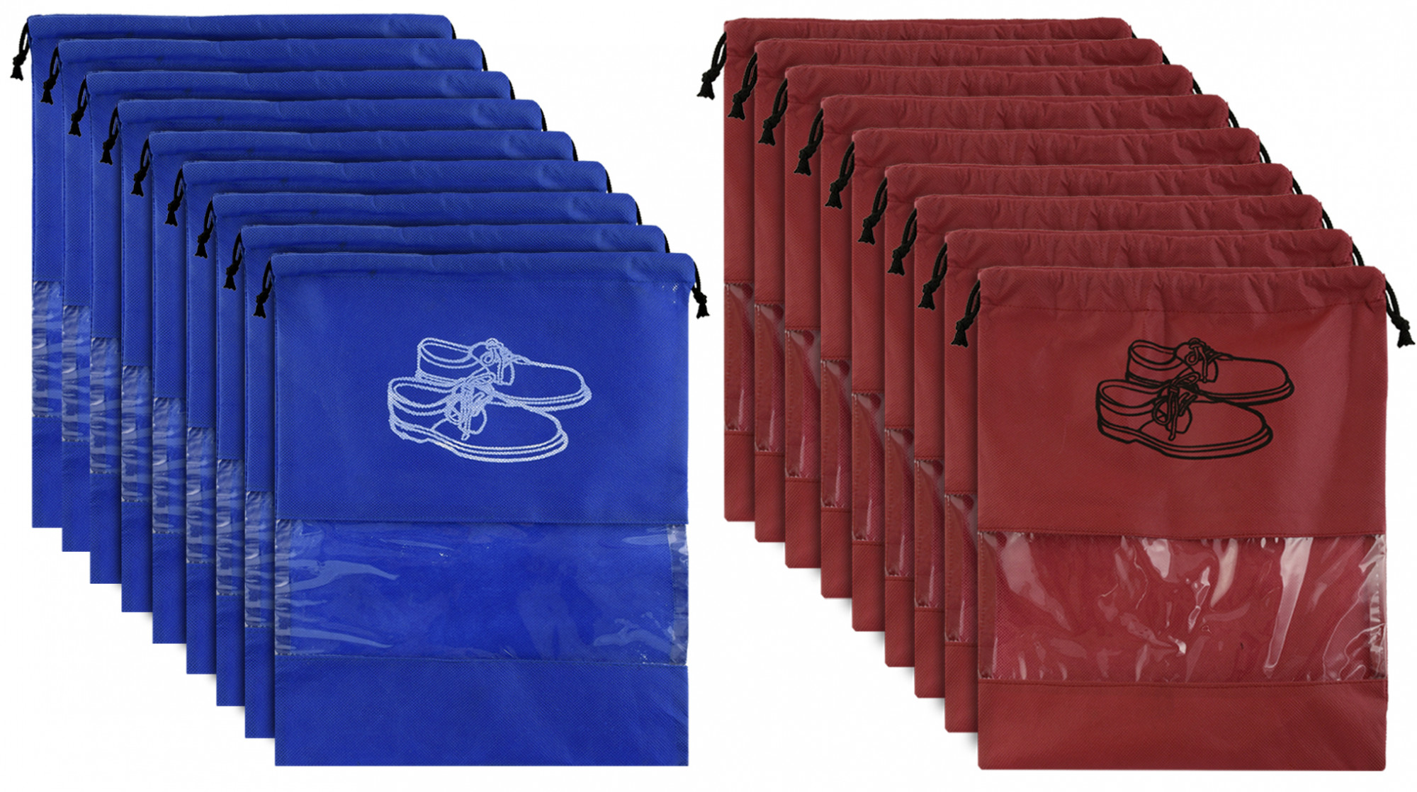 Kuber Industries Non Woven Travel Shoe Organizer Space Saving Fabric Storage Bags Organizer (Royal Blue & Maroon)-KUBMART954