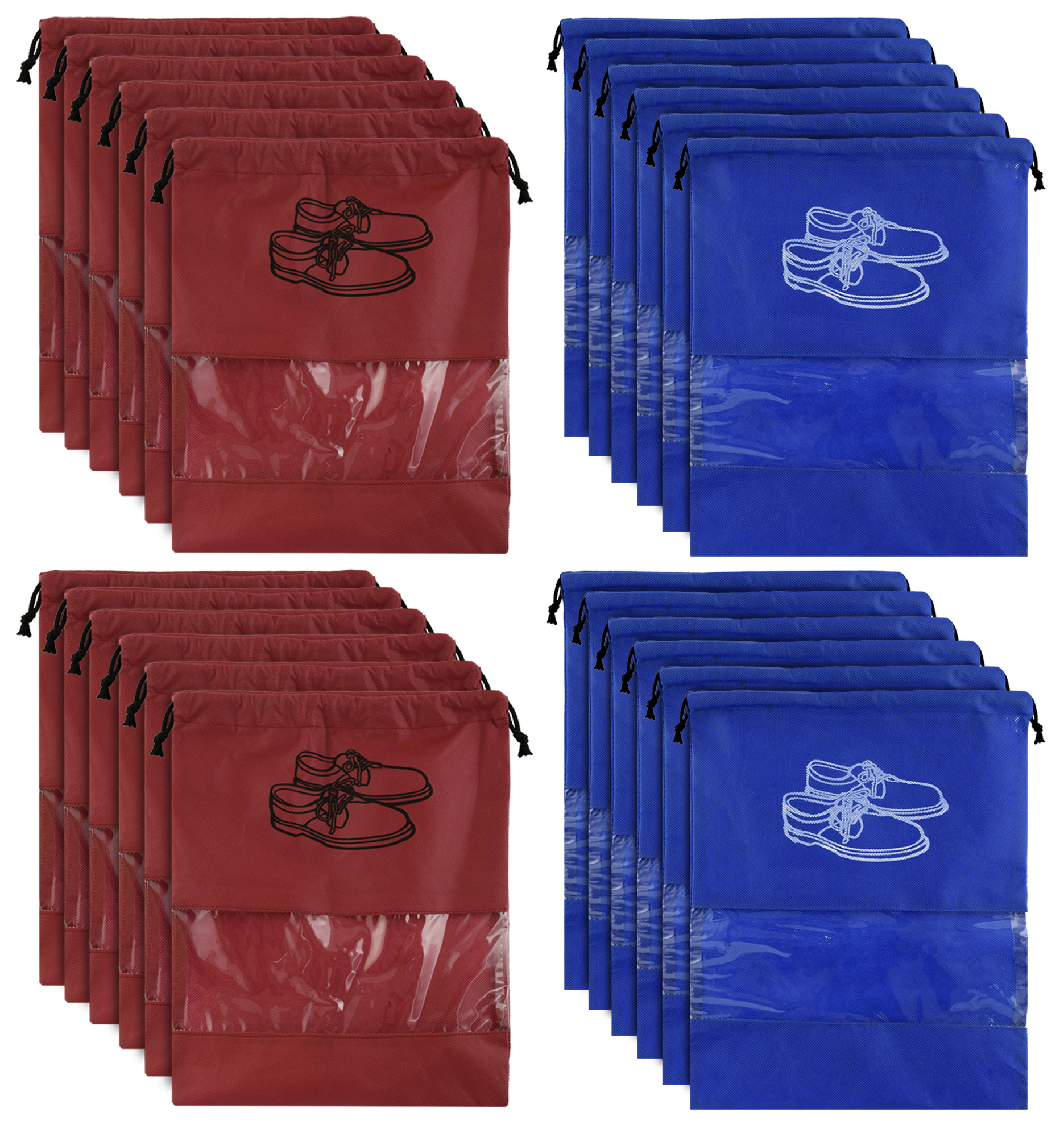 Kuber Industries Non Woven Travel Shoe Organizer Space Saving Fabric Storage Bags Organizer (Royal Blue & Maroon)-KUBMART954
