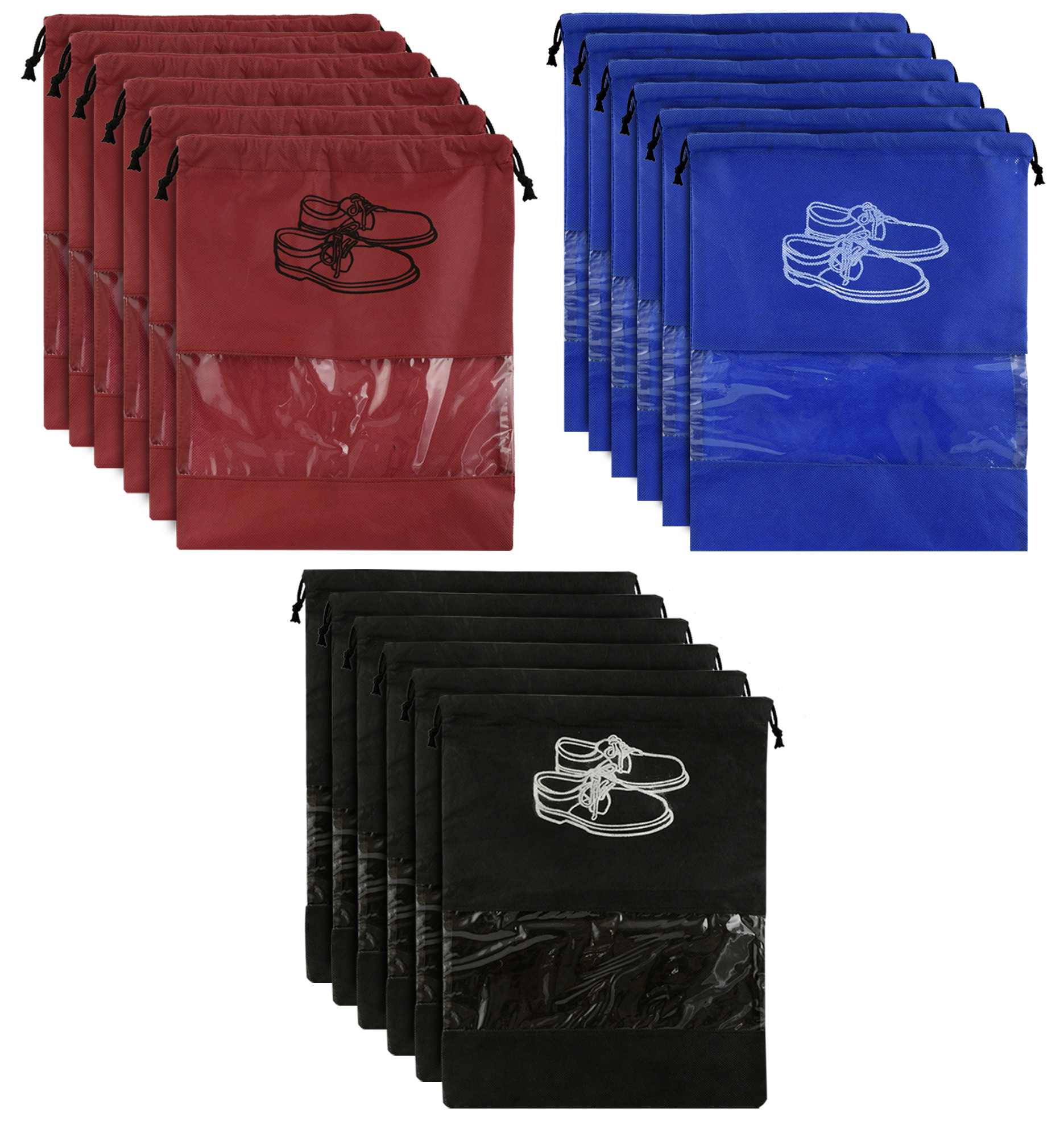 Kuber Industries Non Woven Travel Shoe Organizer Space Saving Fabric Storage Bags Organizer (Royal Blue & Black & Maroon)-KUBMART962