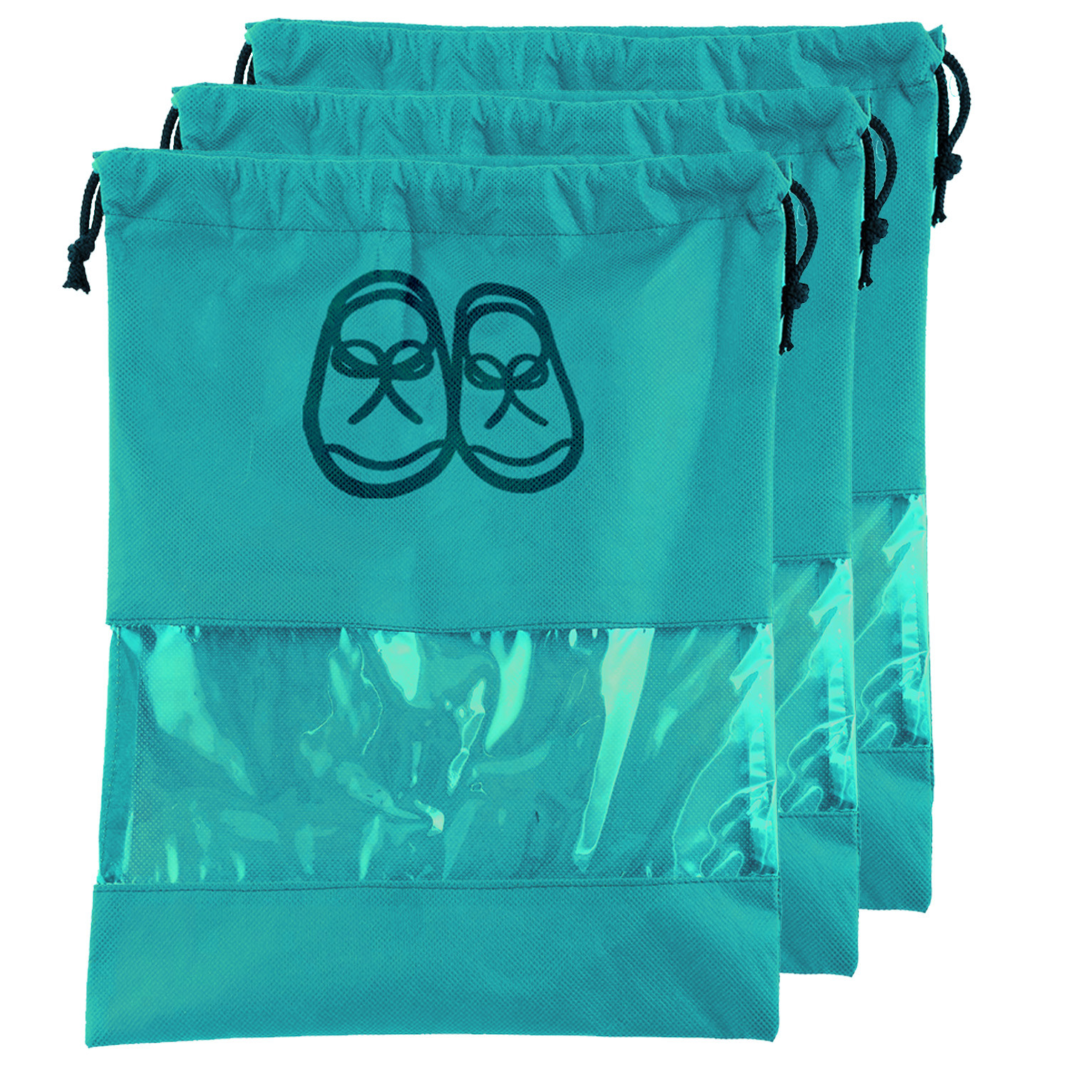 Kuber Industries Non Woven Waterproof & Portable Drawstring Shoe Cover With Transparent Window,(Blue)