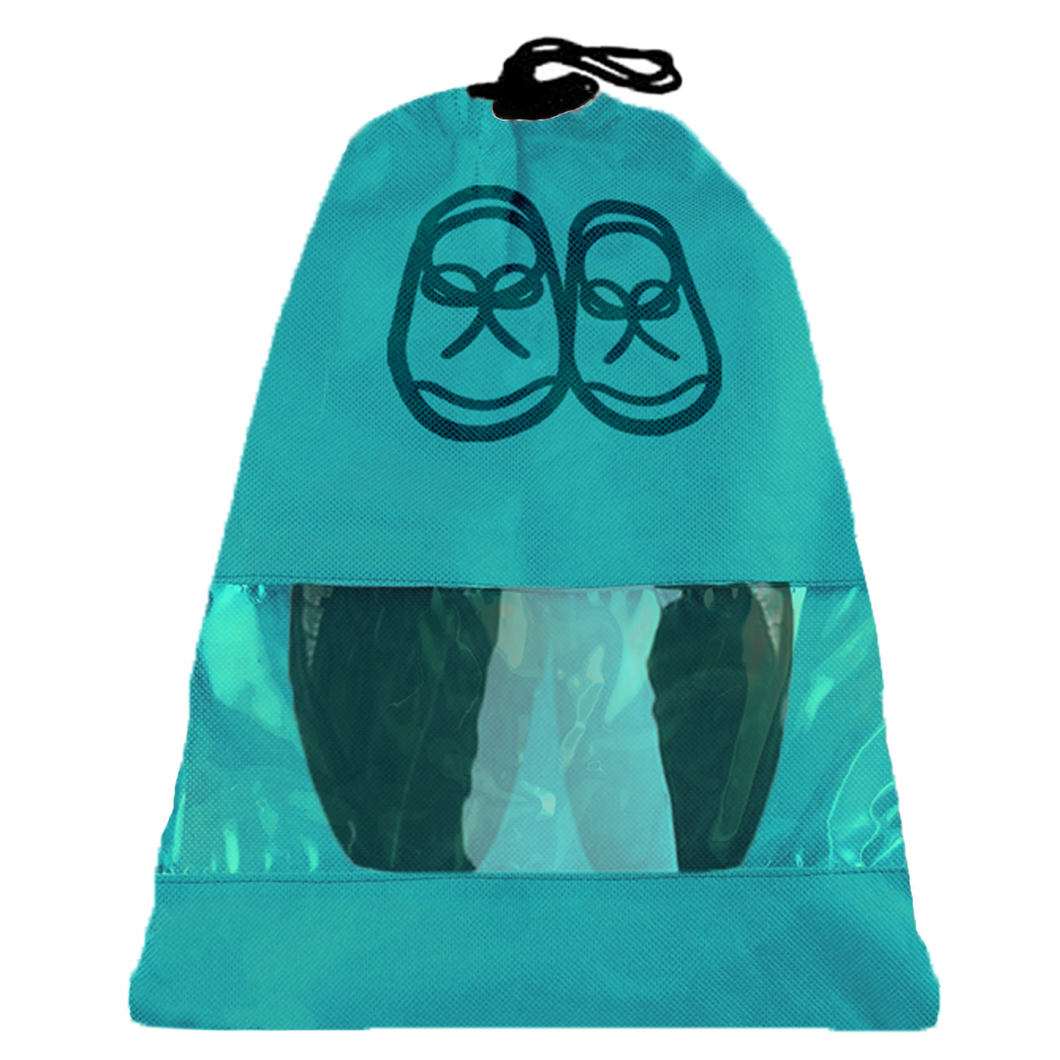 Kuber Industries Non Woven Waterproof & Portable Drawstring Shoe Cover With Transparent Window,(Blue)