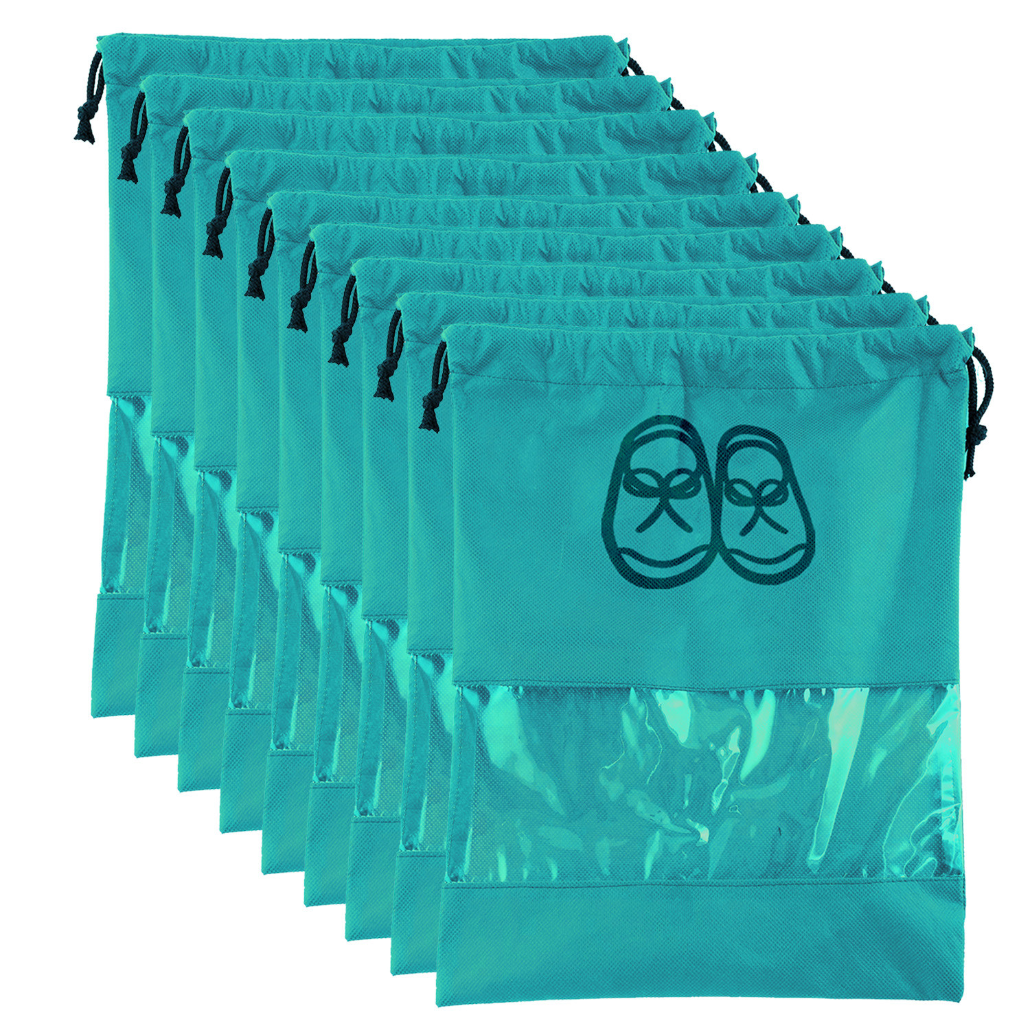 Kuber Industries Non Woven Waterproof & Portable Drawstring Shoe Cover With Transparent Window,(Blue)