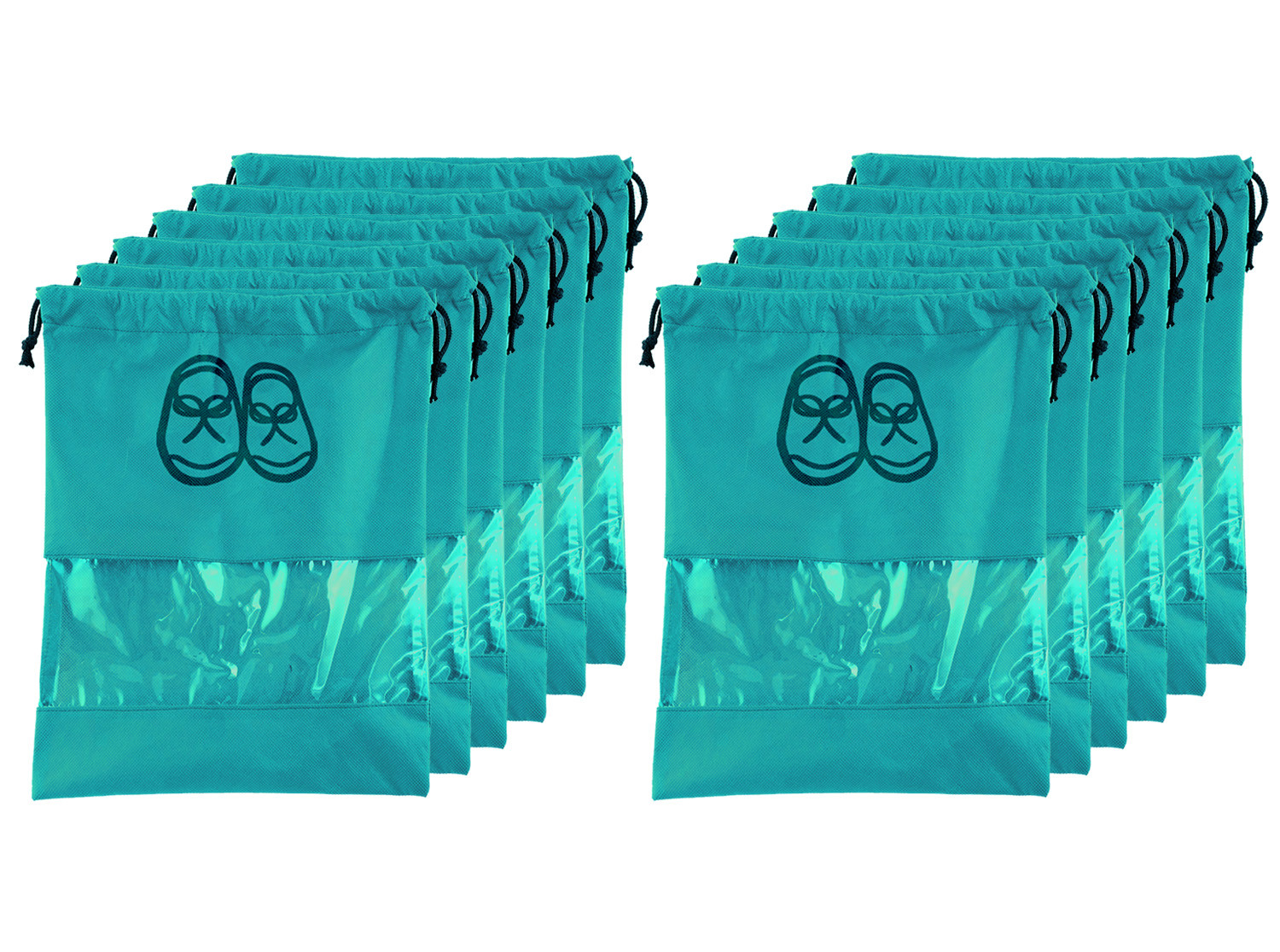 Kuber Industries Non Woven Waterproof & Portable Drawstring Shoe Cover With Transparent Window,(Blue)