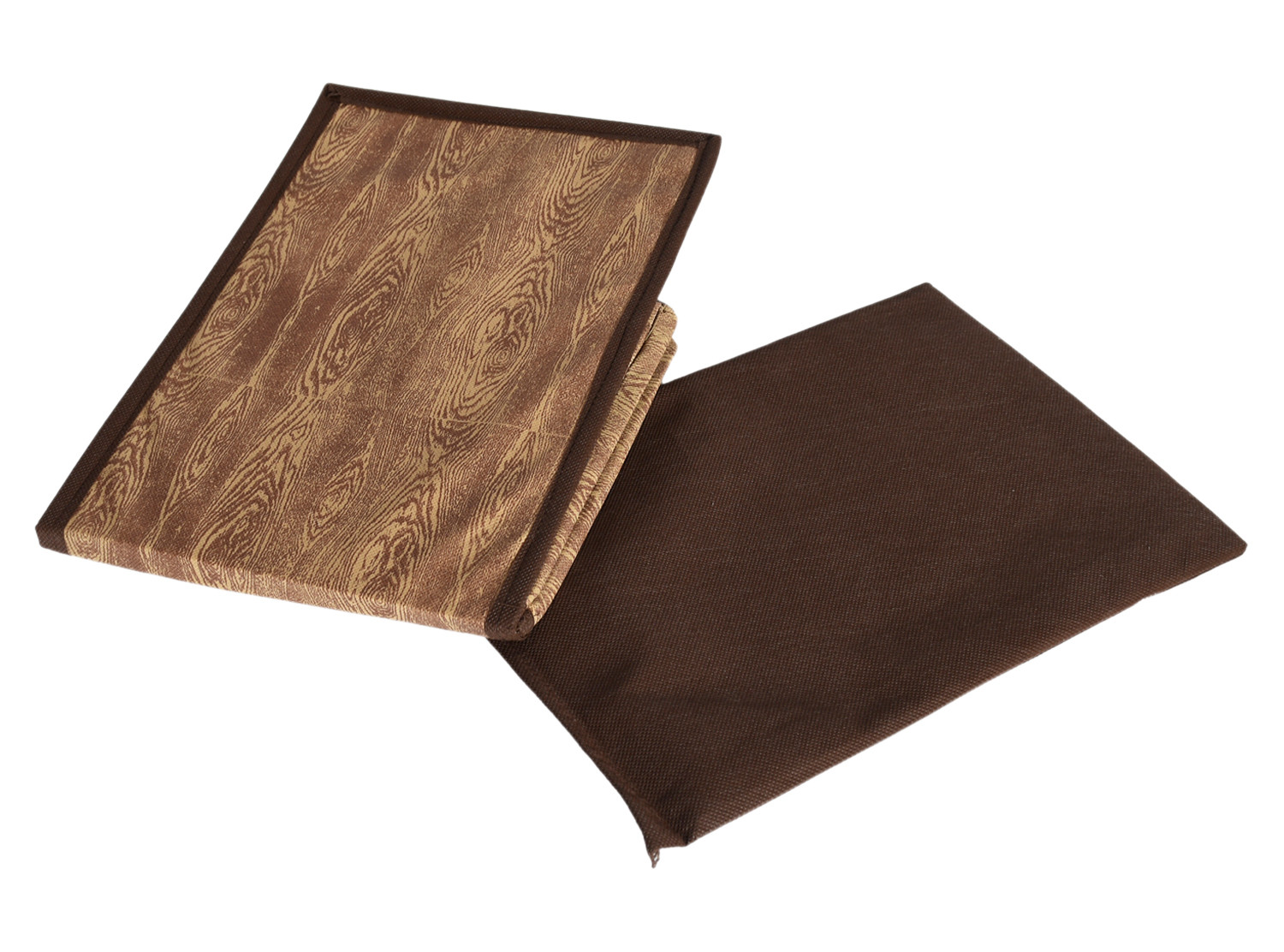 Kuber Industries Non-Woven Wooden Print Shirt Stacker With Handle & Lid (Brown)