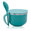 Noodle &amp; Soup Bowl Set | Steel Noodle Bowl with Spoon | Airtight Bowl for Pasta-Rice | Food Container | Office Bowl | Kitchen Bowl Set | 600 ML | Green