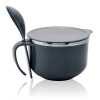 Noodle &amp; Soup Bowl Set | Steel Noodle Bowl with Spoon | Airtight Bowl for Pasta-Rice | Food Container | Office Bowl | Kitchen Bowl Set | 600 ML | Gray